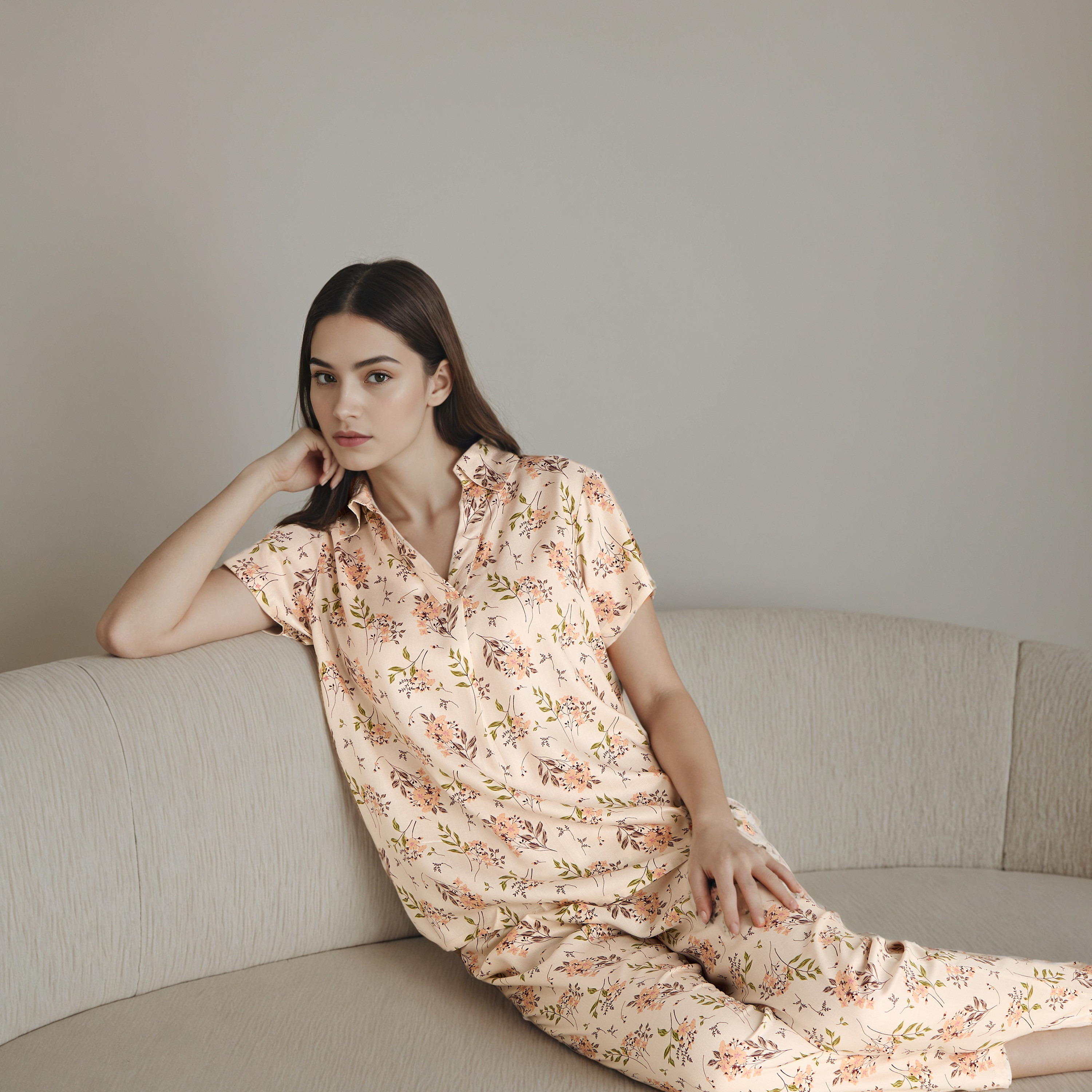 Floral Print Top with Pyjama and Eye Mask Set-women-clothing-nightwear-pyjamas-longsets-image-1