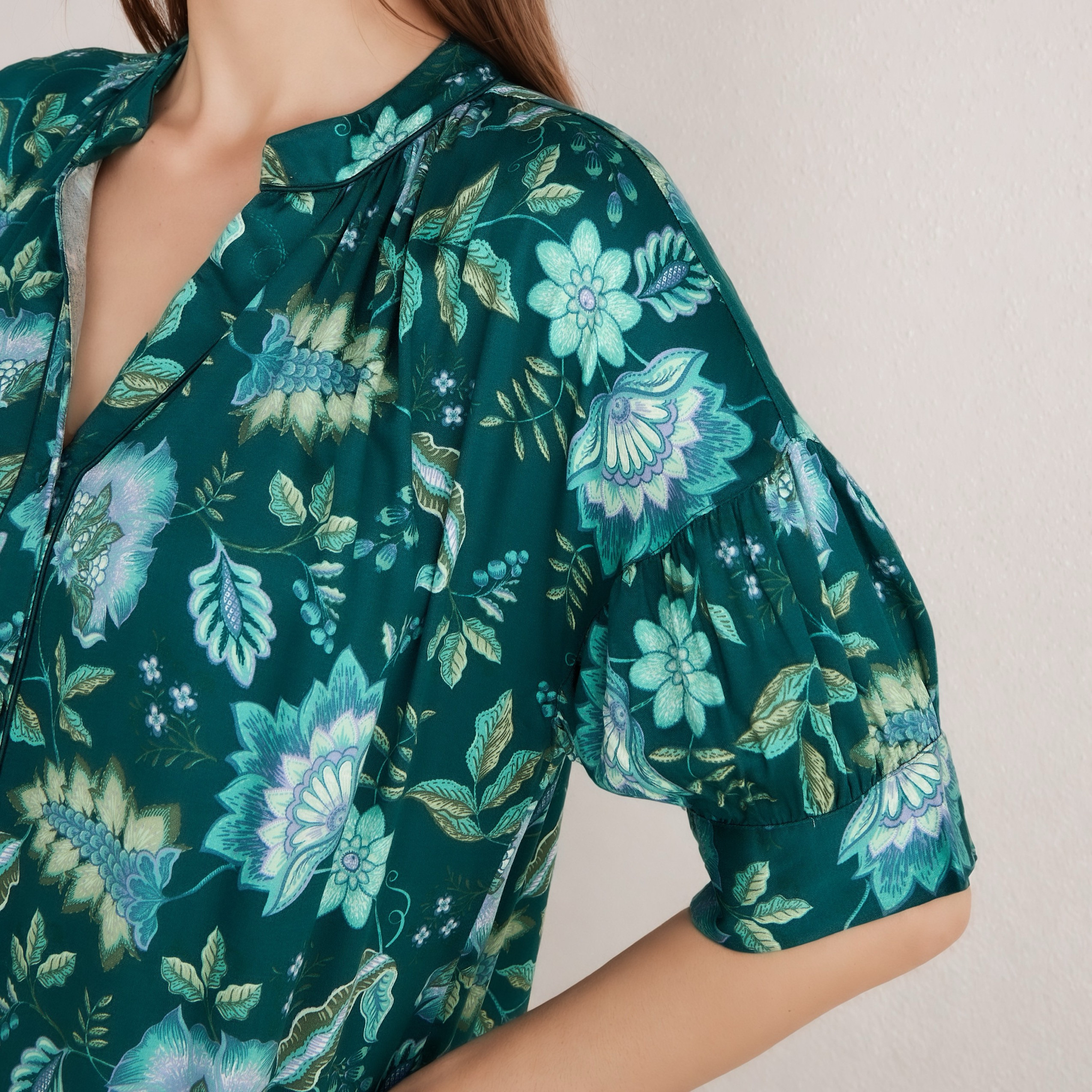 Floral Print Collared Viscose Night Dress-women-clothing-nightwear-nighties-image-5