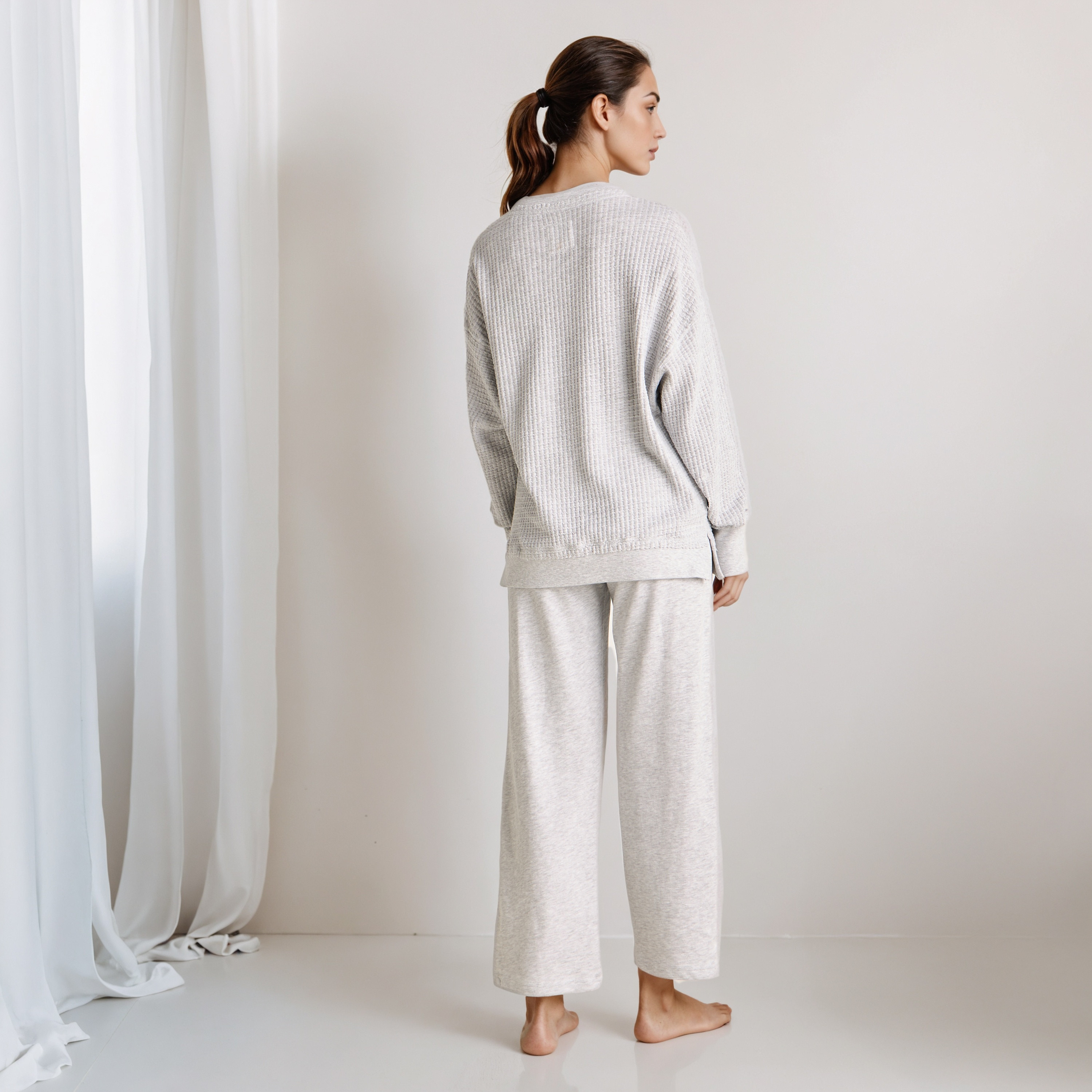 Pyjama Set Textured Sweatshirt & Pants-women-clothing-nightwear-pyjamas-longsets-image-4