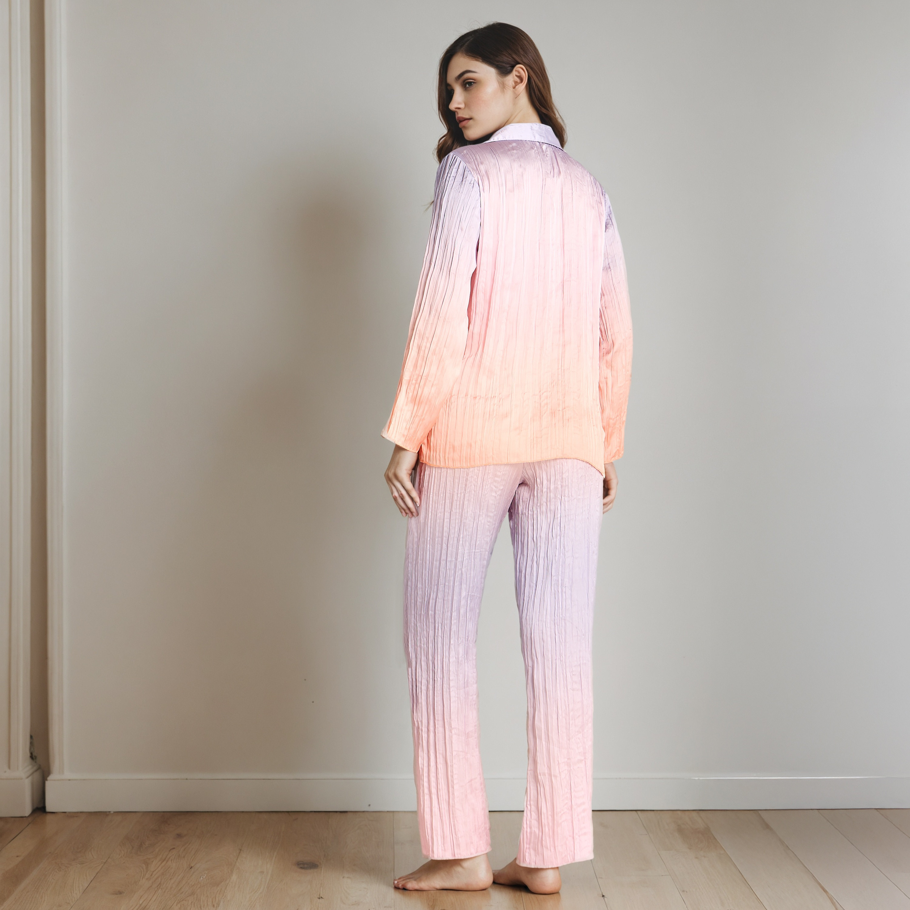 Pyjama Set Button-Down Shirt & Trousers-women-clothing-nightwear-pyjamas-longsets-image-4