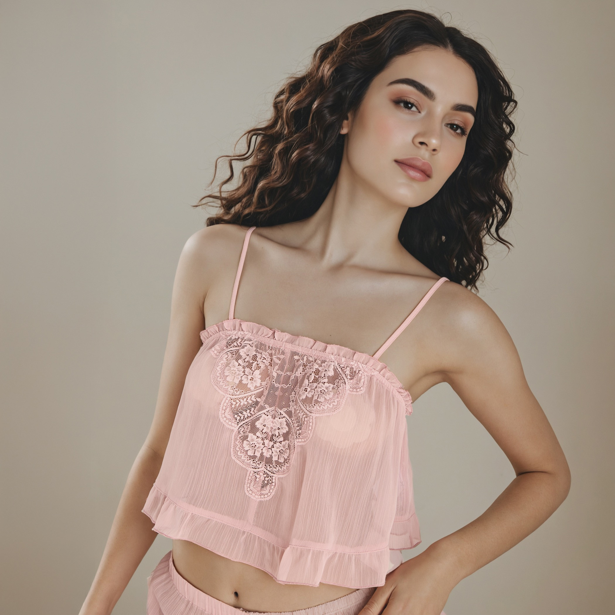 Lace Accent Sleeveless Camisole Top and Pyjama Set-women-clothing-nightwear-pyjamas-longsets-image-2