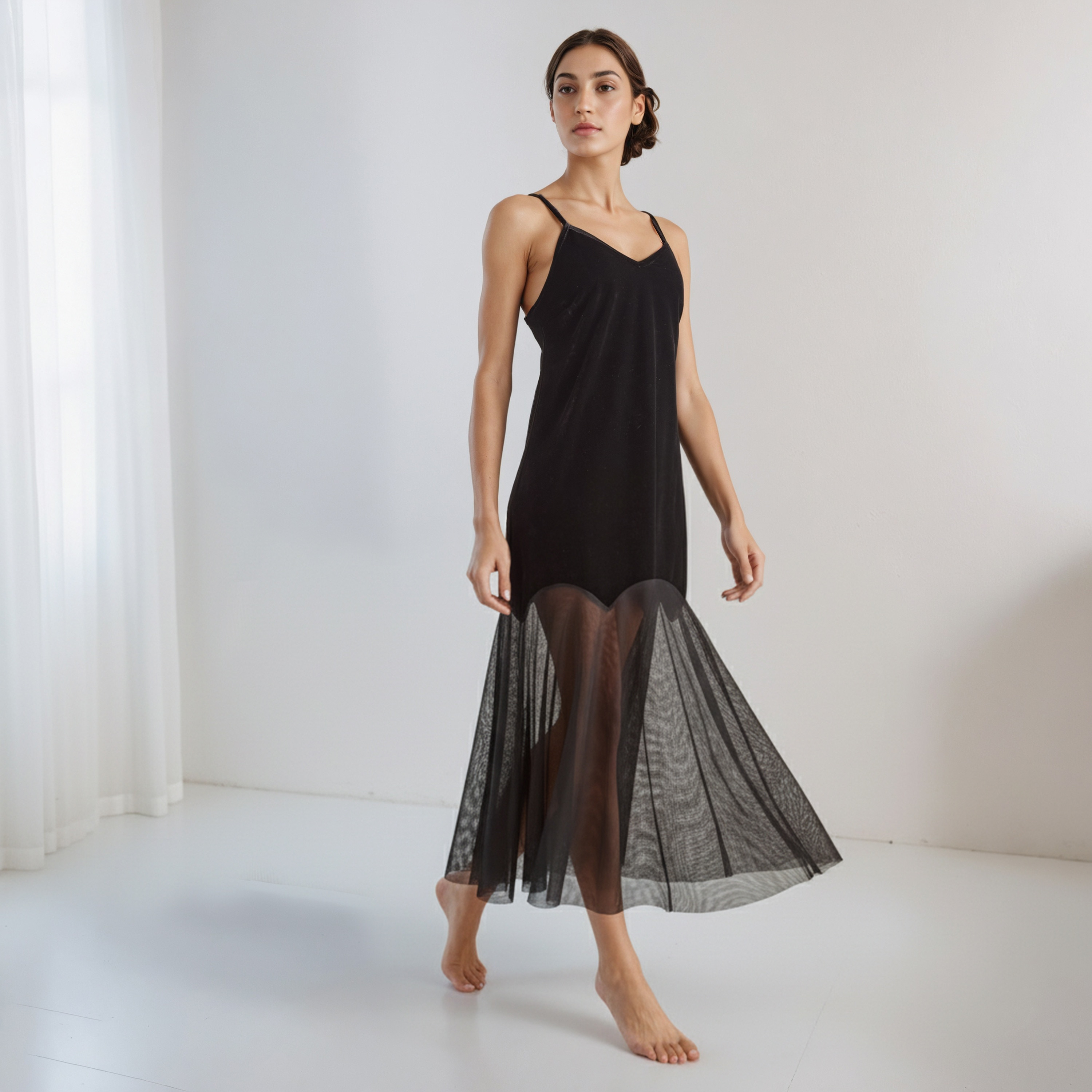 فستان نوم من مزيج البوليستر برقبة V-women-clothing-nightwear-nighties-image-1