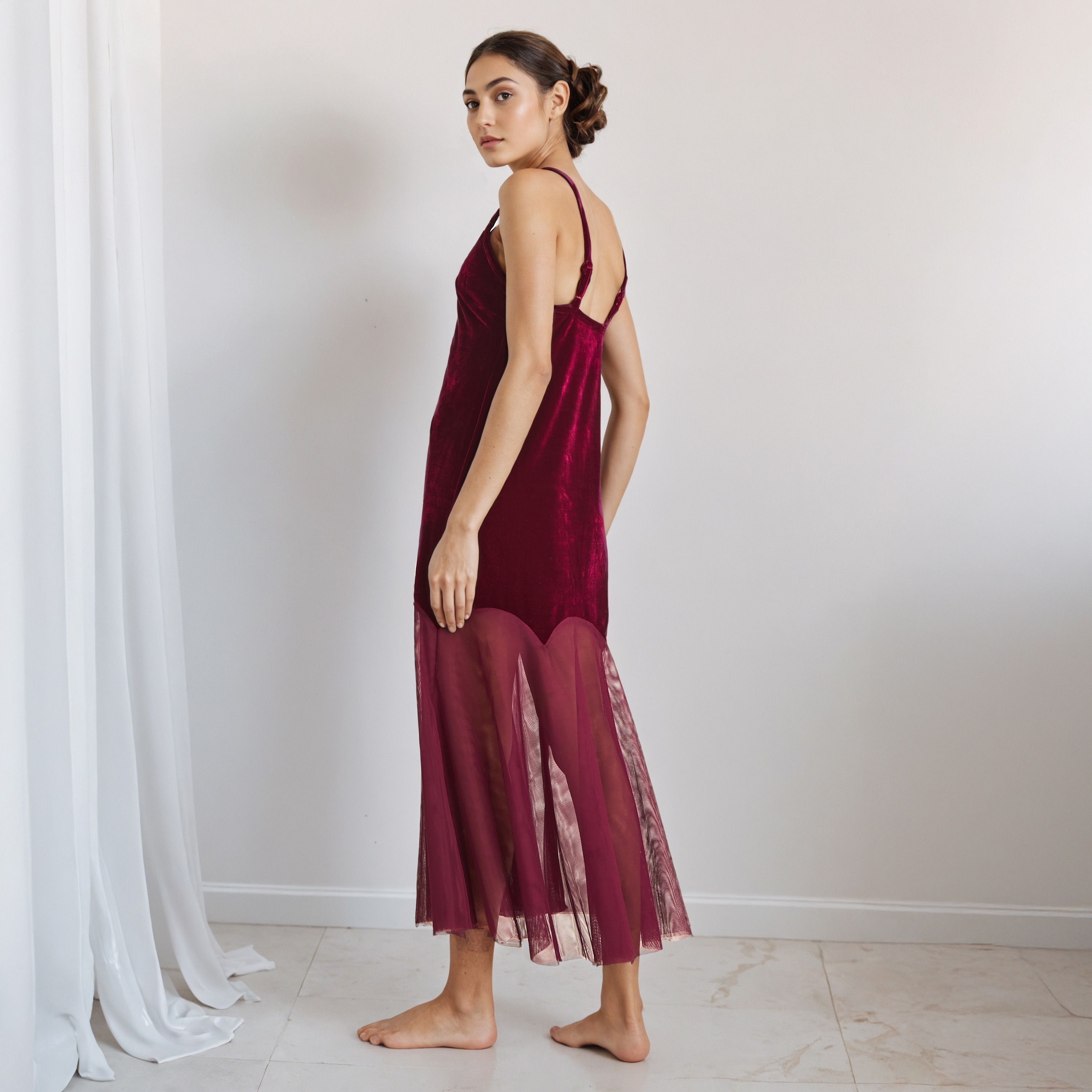 Nighty Polyester Blend with V-neck-women-clothing-nightwear-nighties-image-2