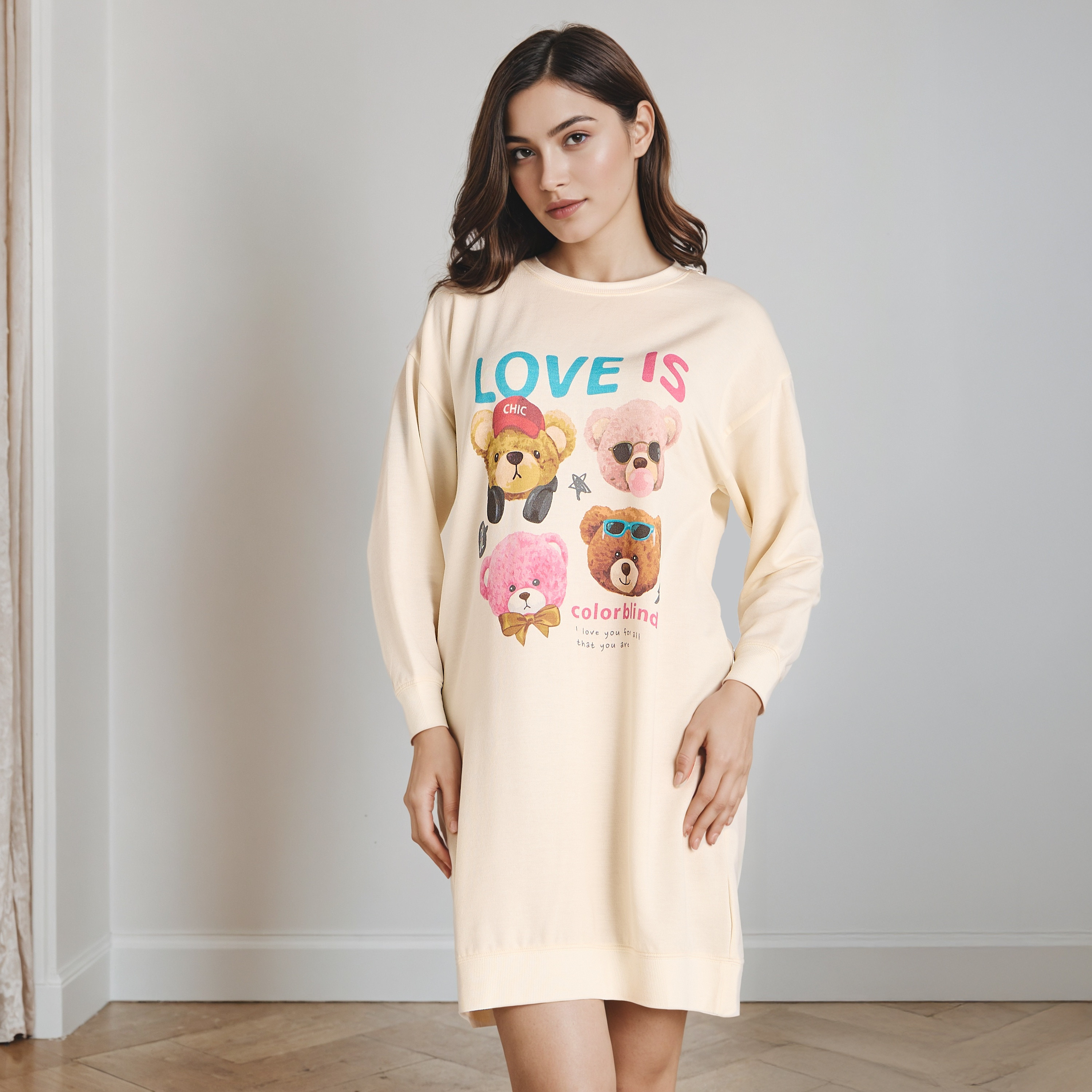 قميص نوم بطبعات وأكمام طويلة-women-clothing-nightwear-nighties-image-1