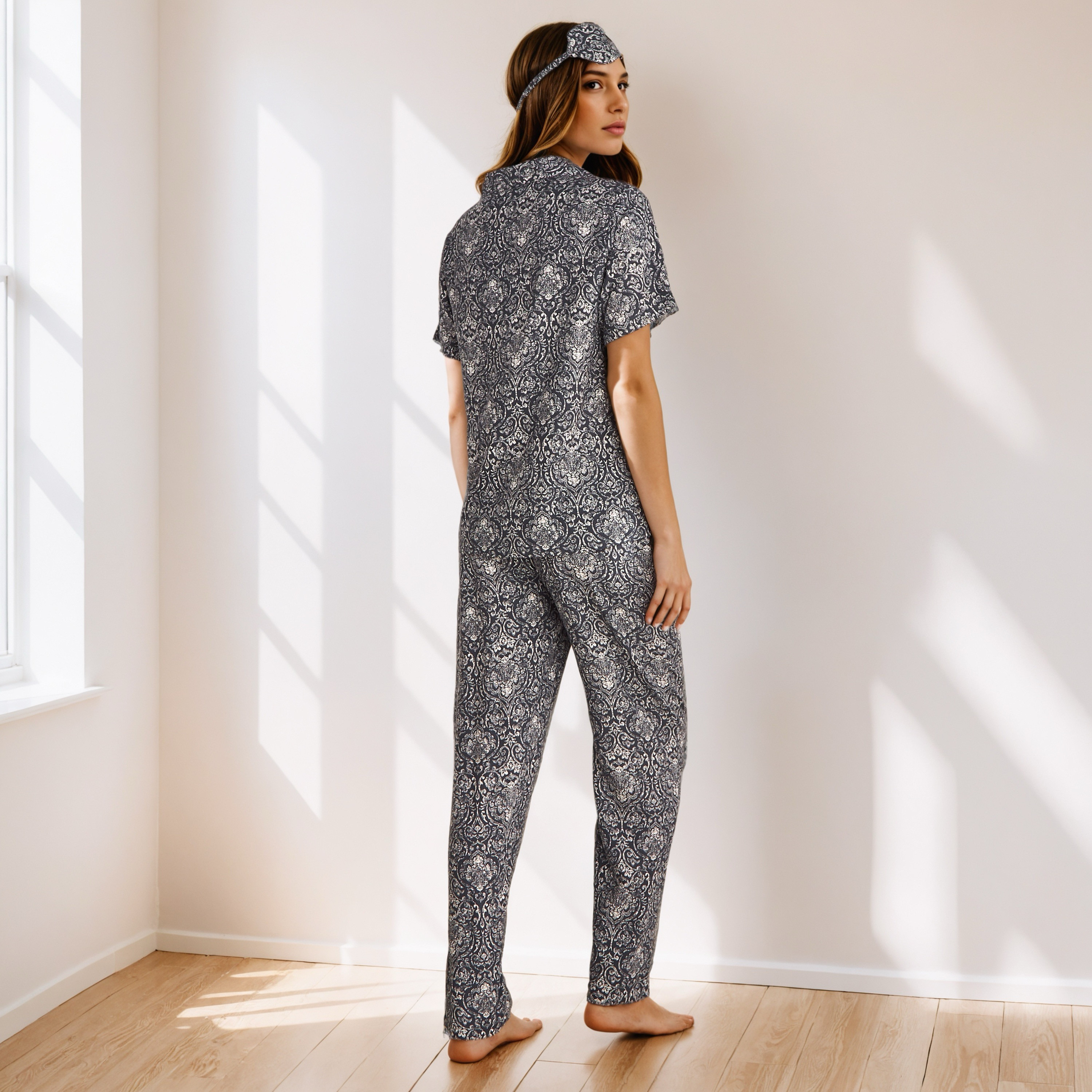 Floral Print Pyjama Set with Eye Mask-women-clothing-nightwear-pyjamas-longsets-image-3