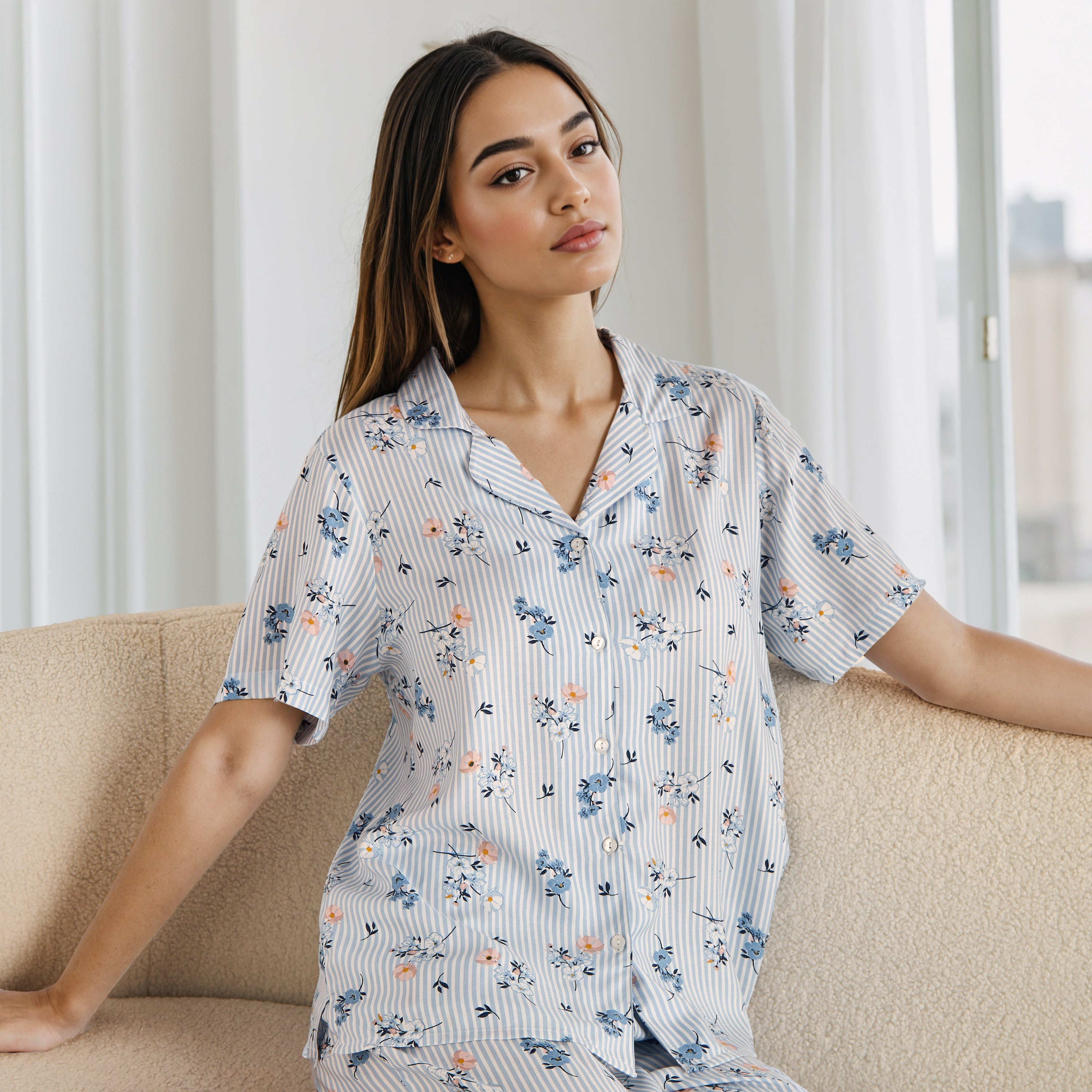 Floral Print Pyjama Set with Eye Mask-women-clothing-nightwear-pyjamas-longsets-image-2