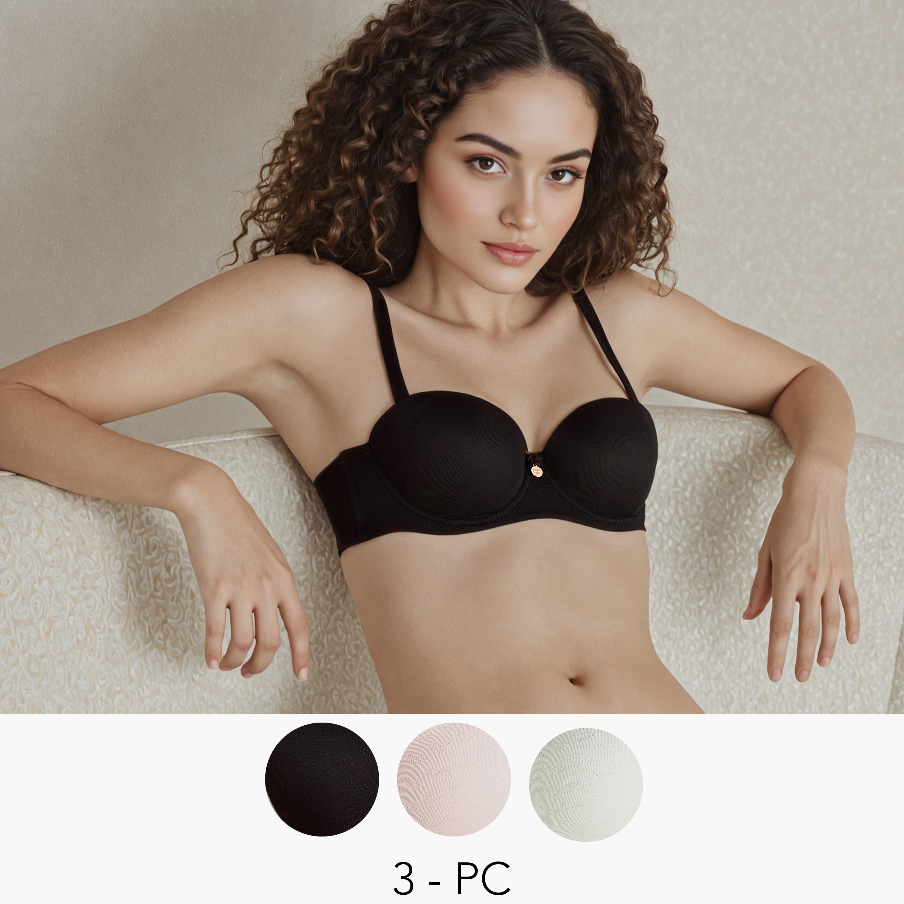 Set of 3 - Balconette Bra with Bow Accent-women-clothing-lingerie-bras-image-1