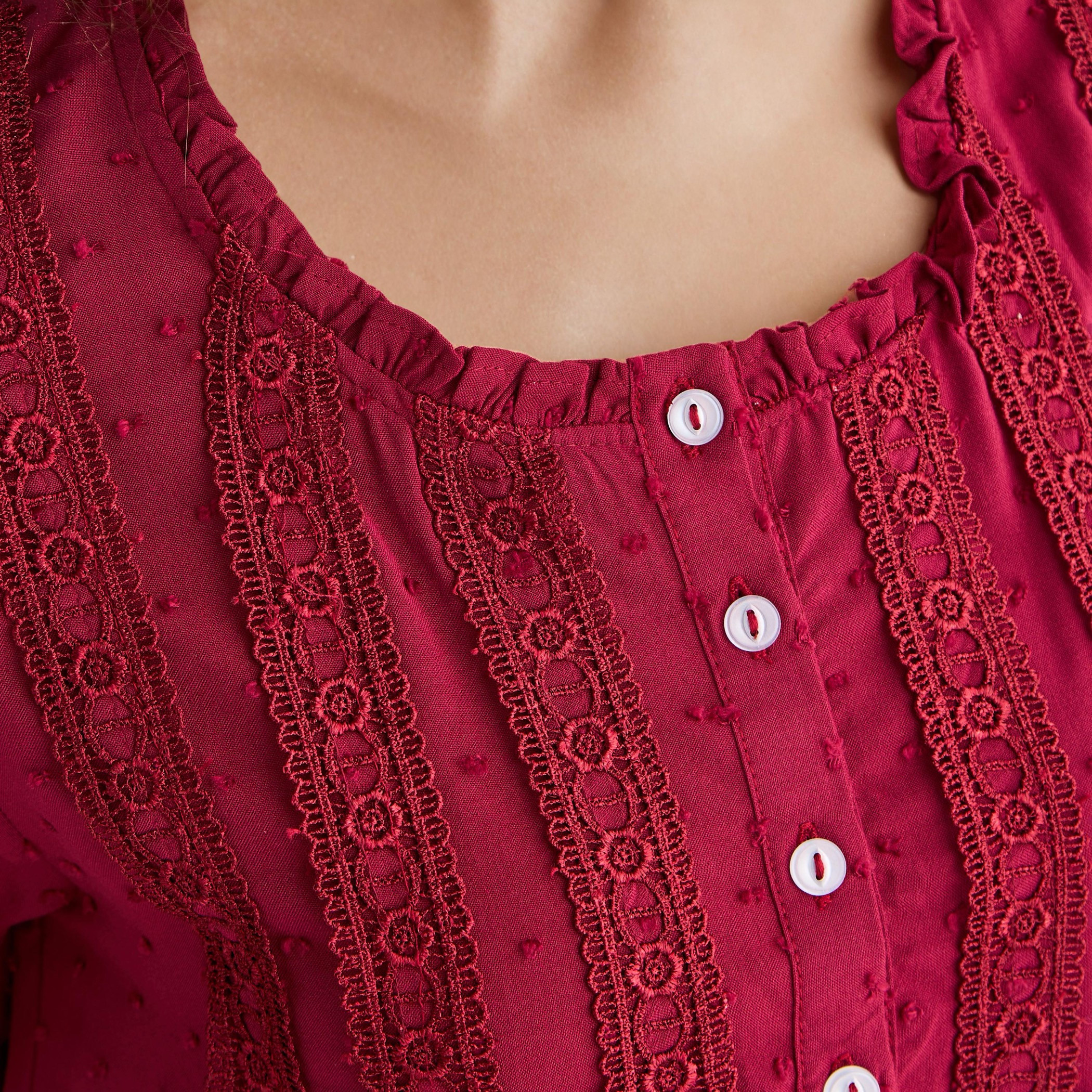 Night Dress Short Sleeves with Lace Detail-women-clothing-nightwear-nighties-image-9