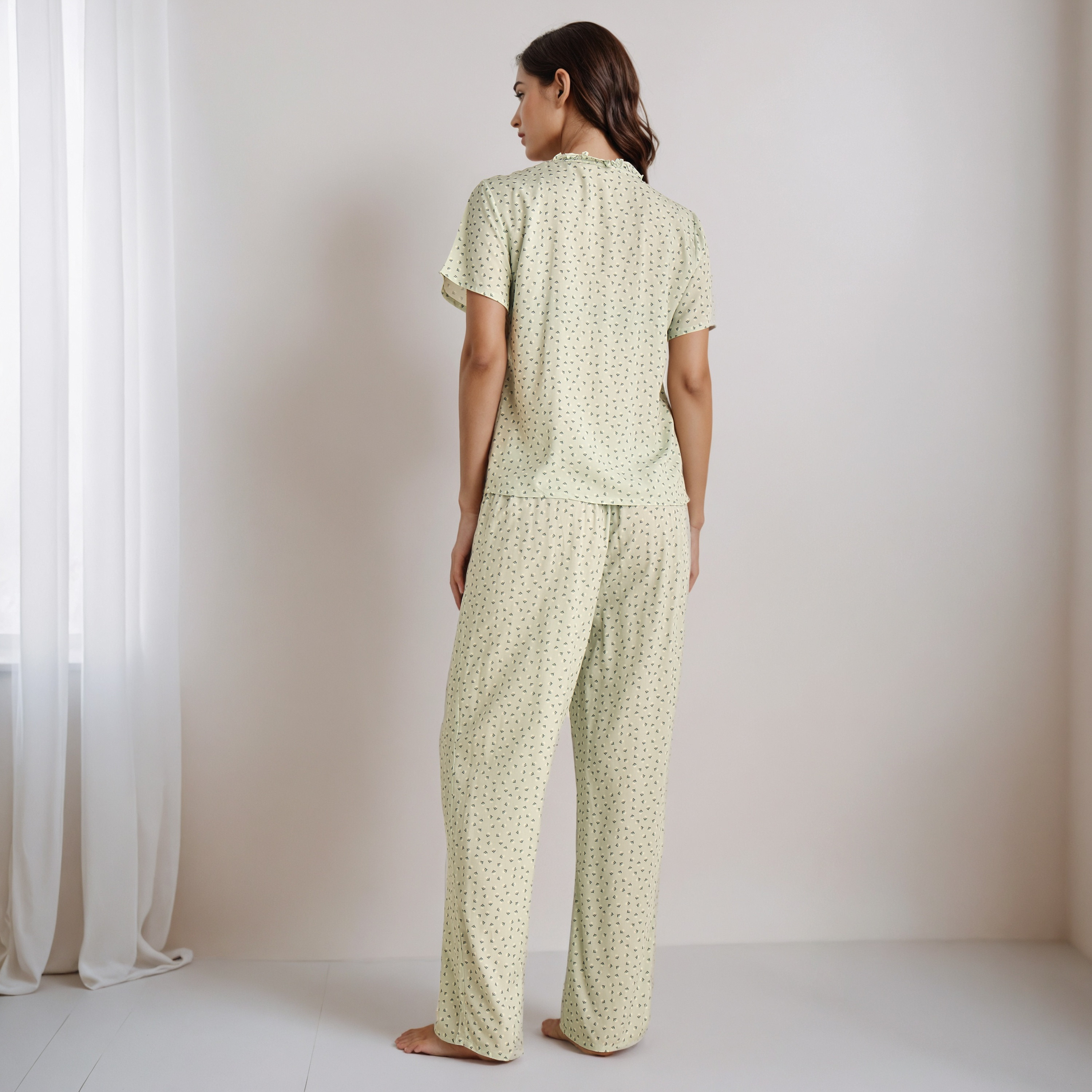 طقم بيجاما رايون بلوزة وبنطلون-women-clothing-nightwear-pyjamas-longsets-image-3
