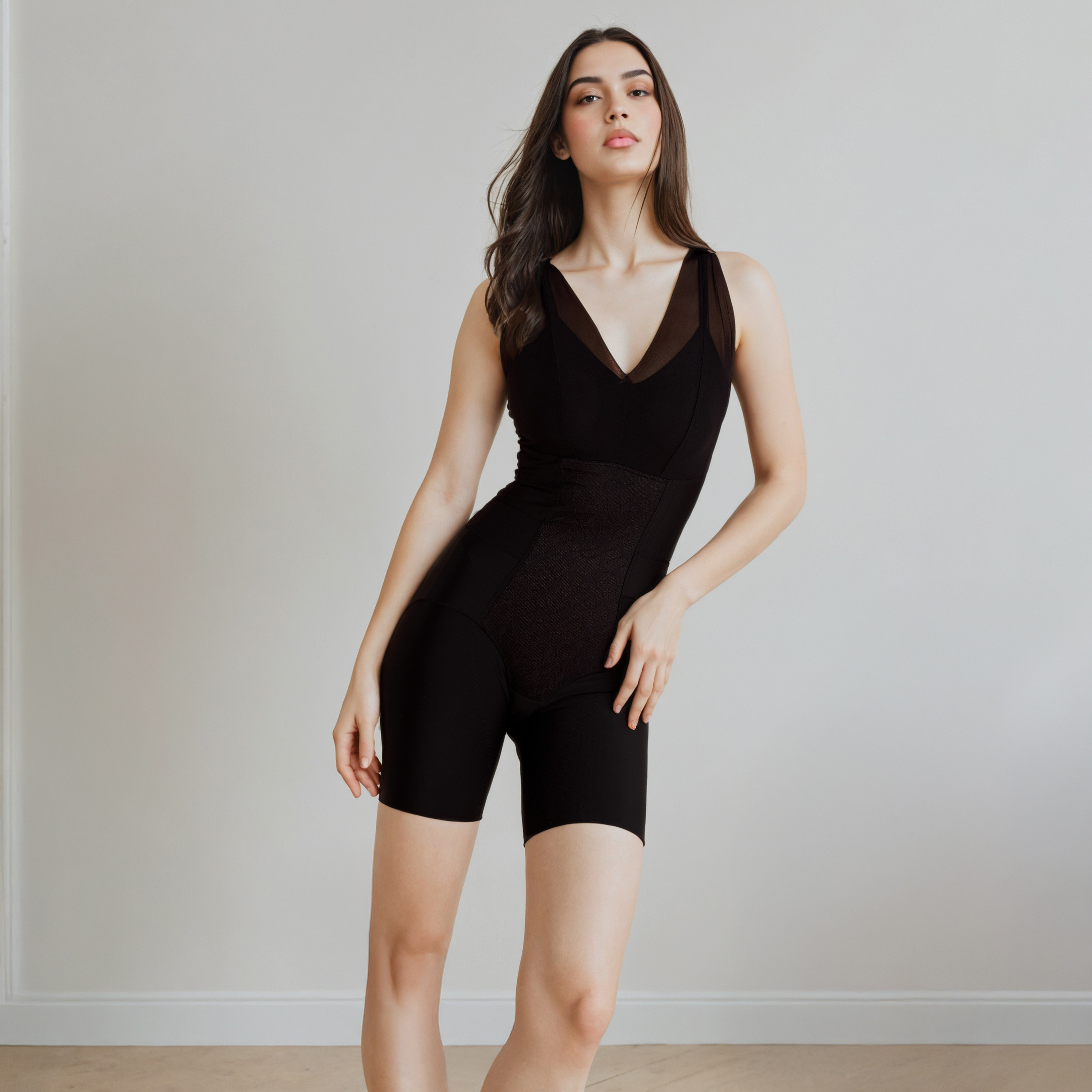 Mesh Panel Shaping Bodysuit-women-clothing-lingerie-shapewear-image-1