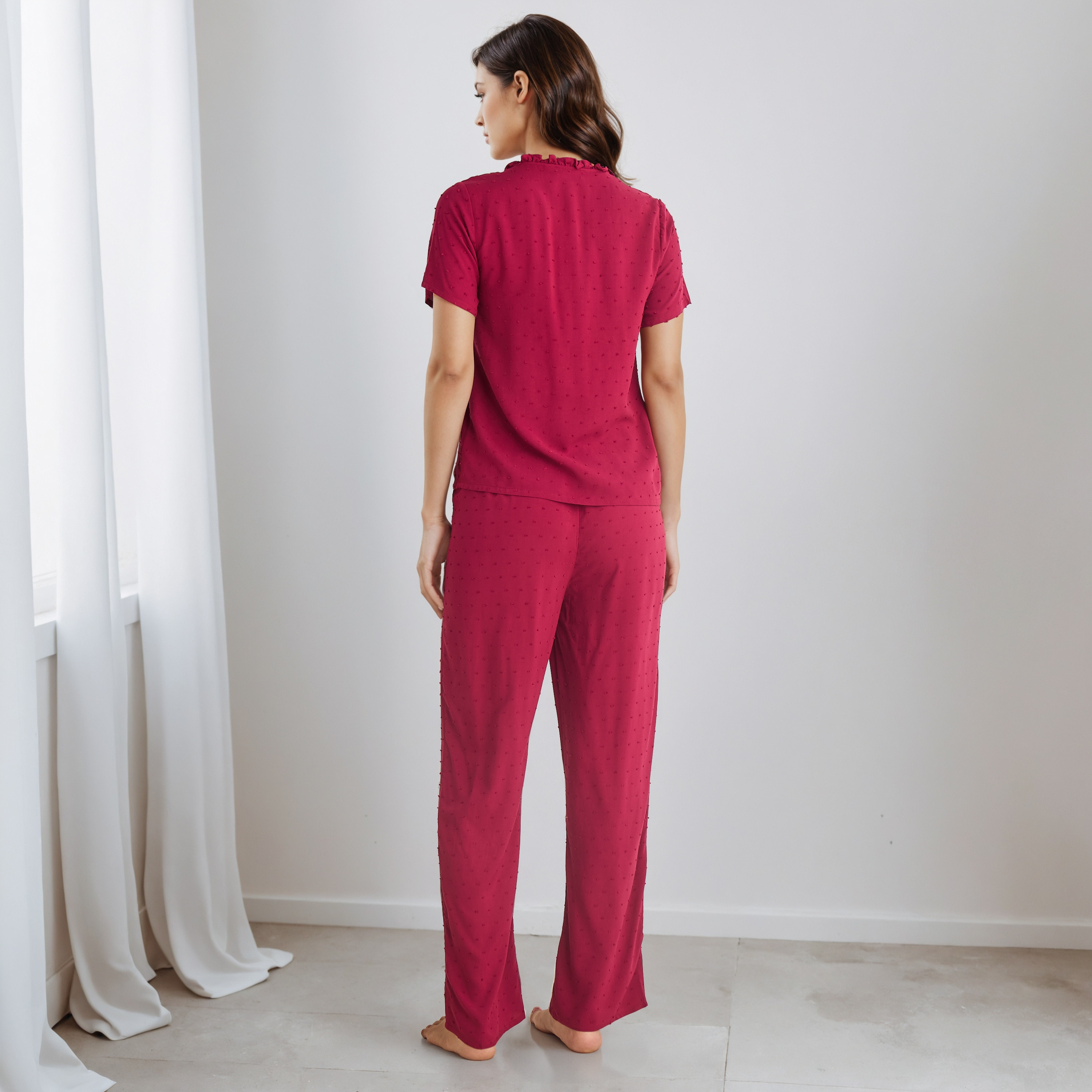 Pyjama Set Button Placket Top and Trousers Rayon-women-clothing-nightwear-pyjamas-longsets-image-3