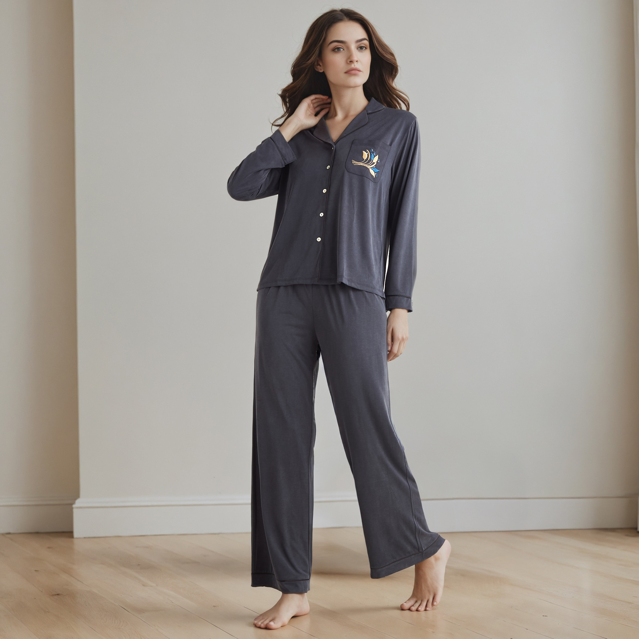Embroidered Pyjama Set-women-clothing-nightwear-pyjamas-longsets-image-1