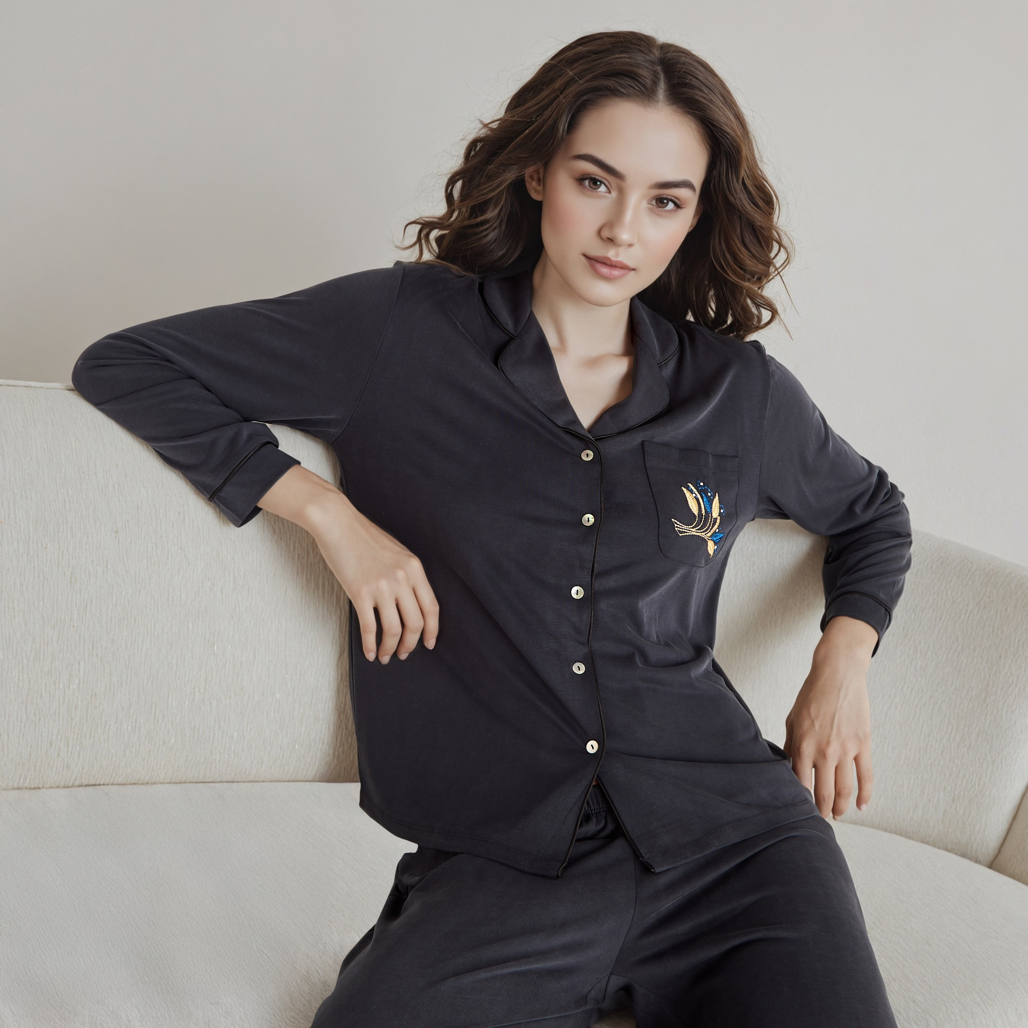 Embroidered Pyjama Set-women-clothing-nightwear-pyjamas-longsets-image-2