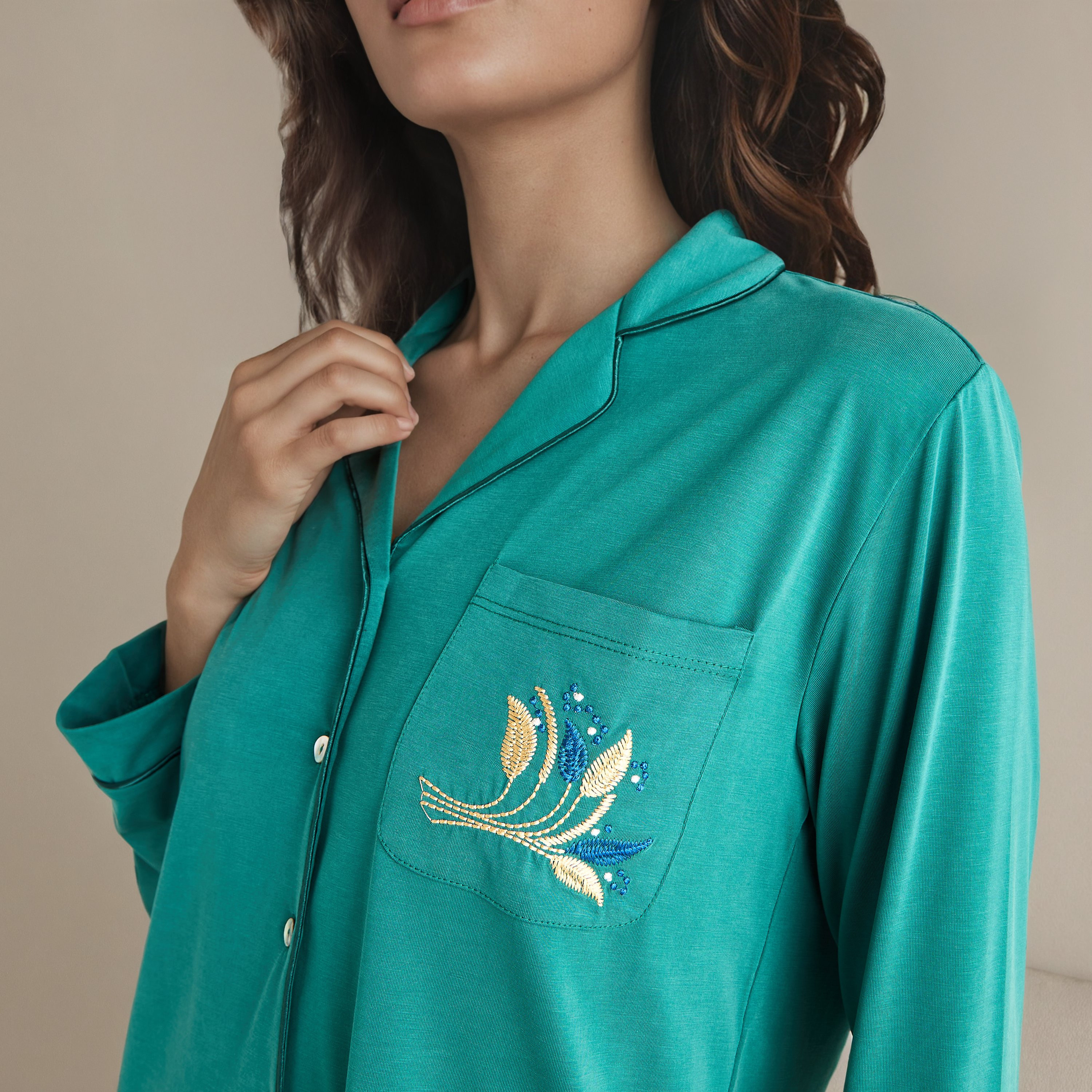 Embroidered Pyjama Set-women-clothing-nightwear-pyjamas-longsets-image-5