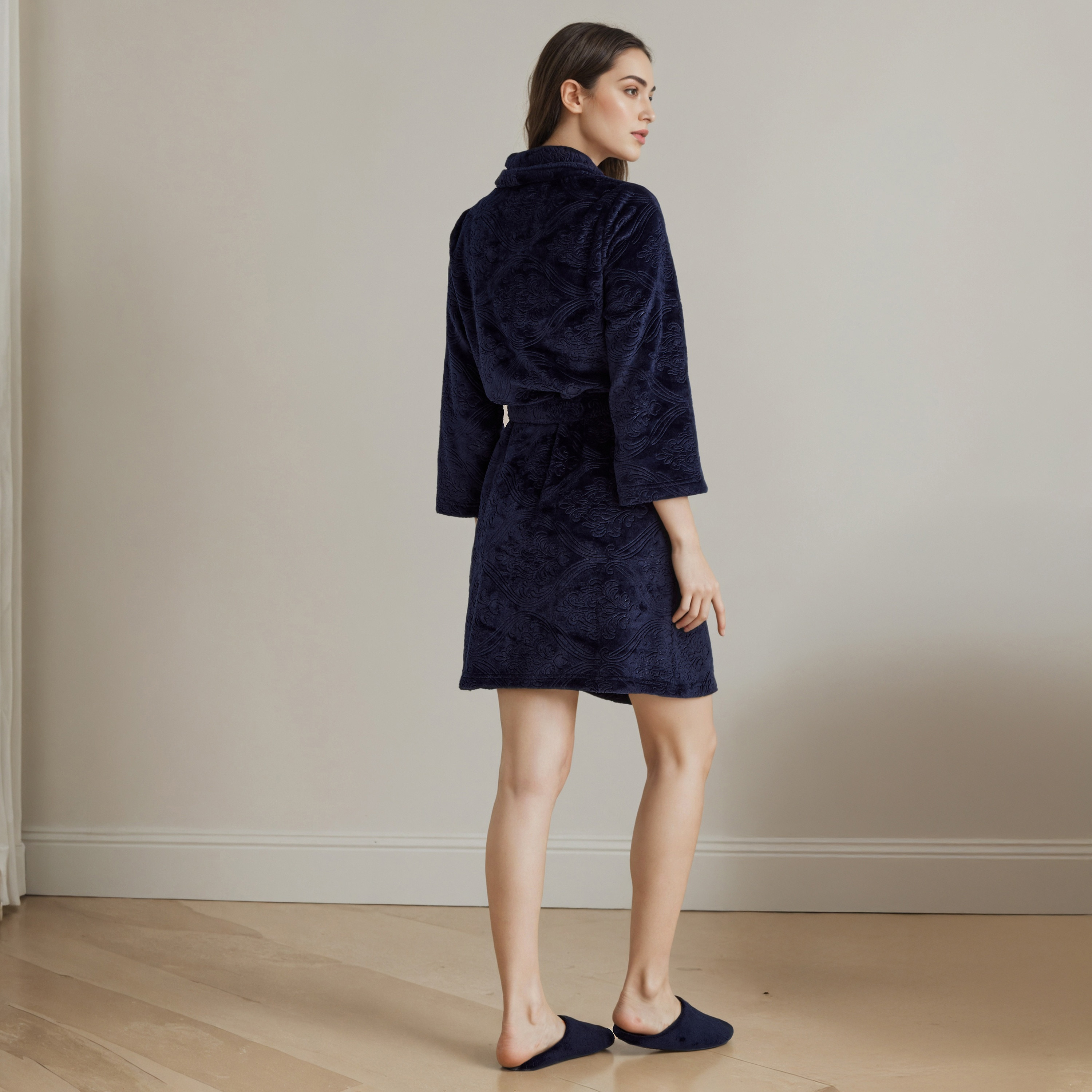 روب نوم جاكار فاخر مع شبشب غرفة النوم-women-clothing-nightwear-robes-image-3