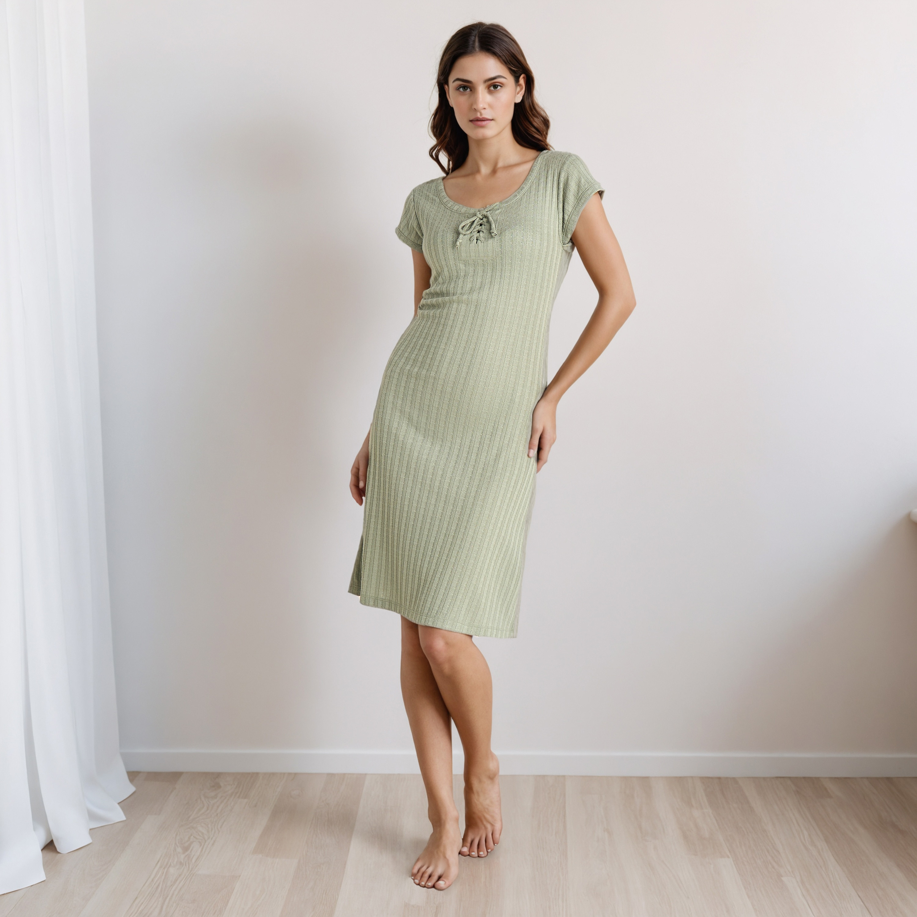 قميص نوم من مزيج الفيسكوز برباط على الرقبة-women-clothing-nightwear-nighties-image-9