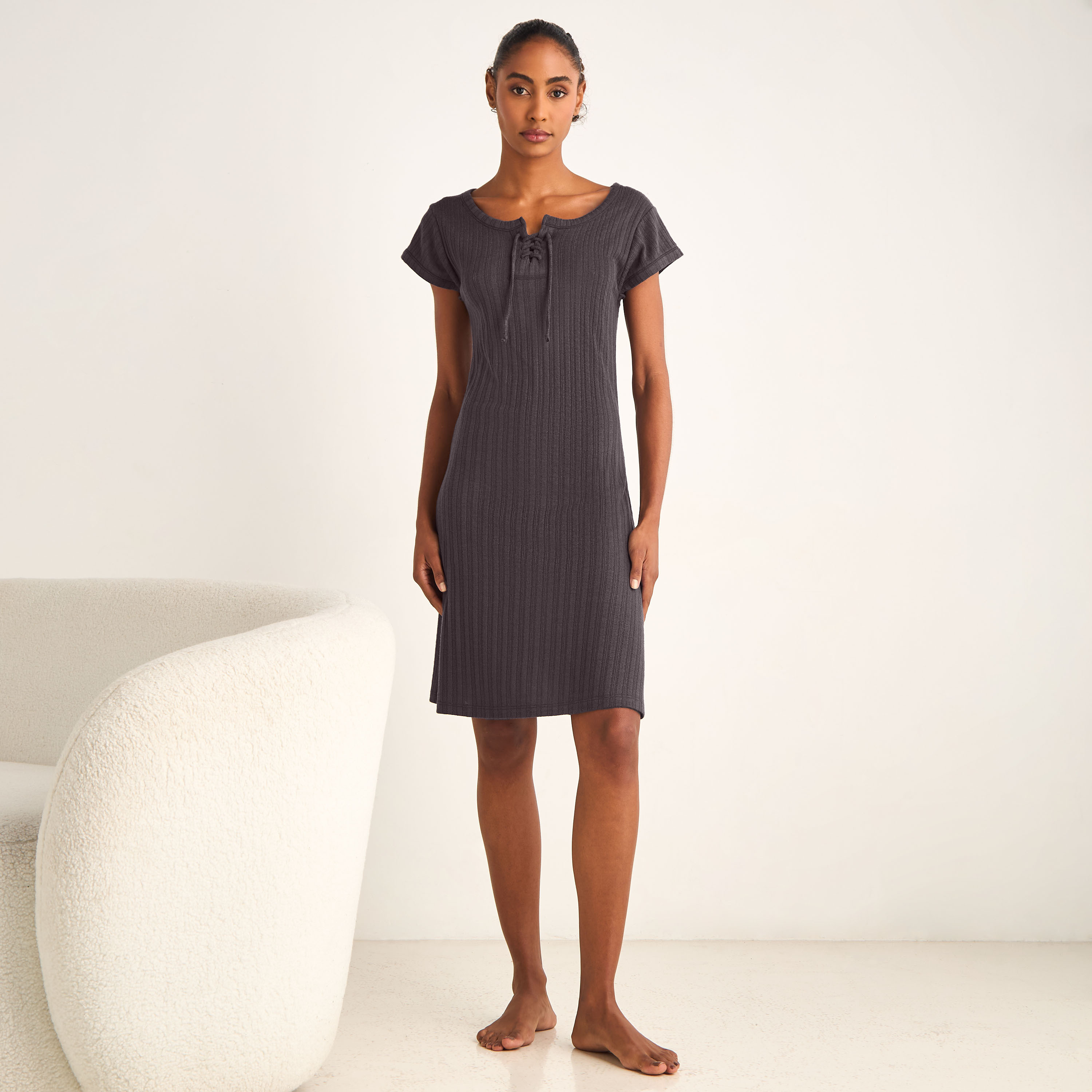 Nighty Viscose Blend with Tie-Up Neck-women-clothing-nightwear-nighties-image-2