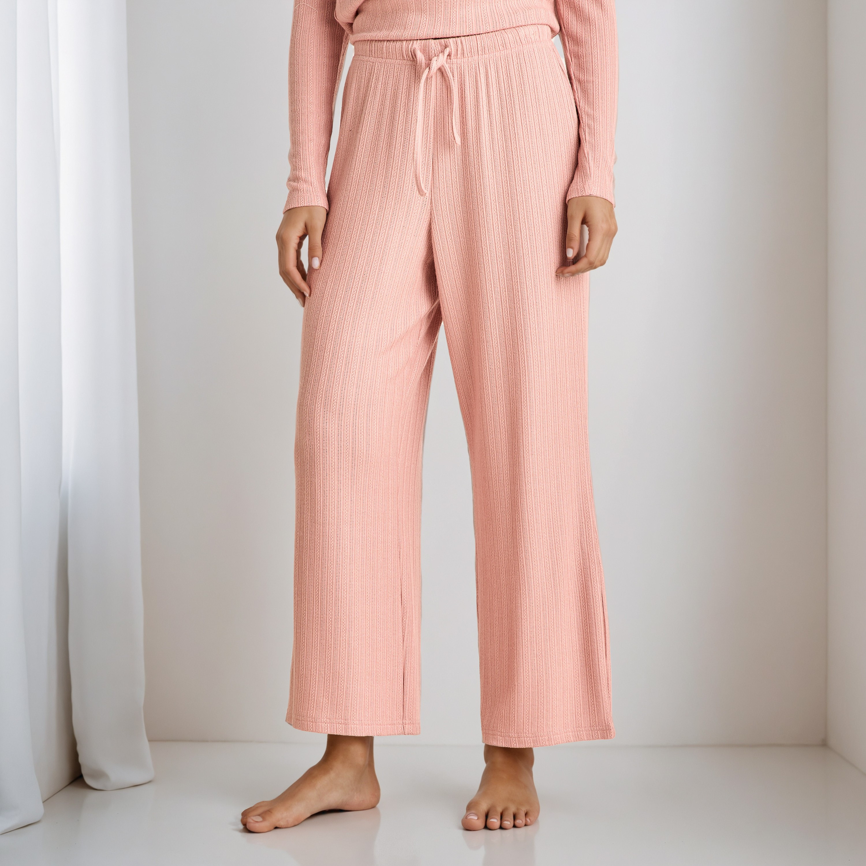 Pyjama Set Textured Top & Trousers Polyester Blend-women-clothing-nightwear-pyjamas-longsets-image-5
