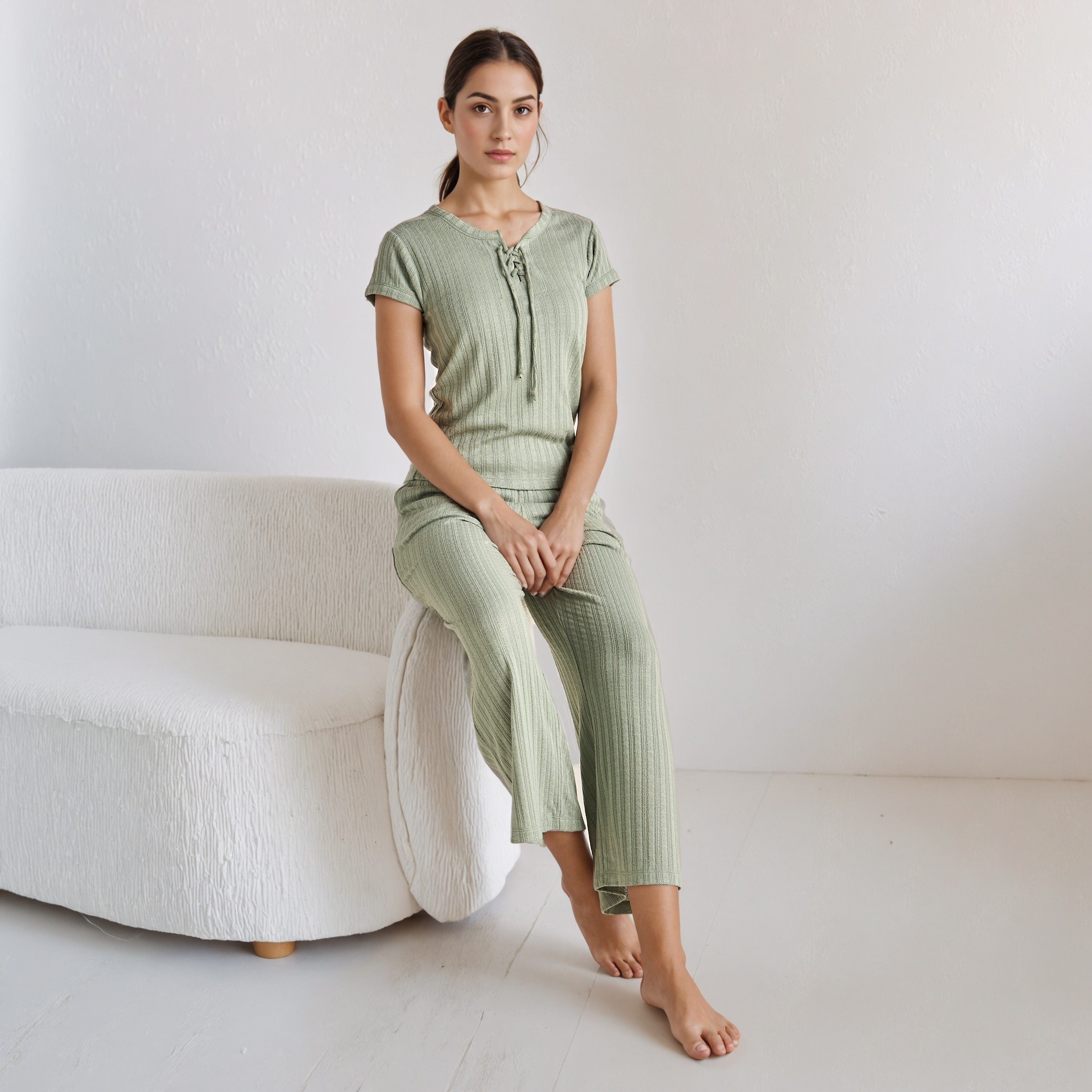 طقم بيجاما  تيشيرت وبنطلون برباط من مزيج الفيسكوز-women-clothing-nightwear-pyjamas-longsets-image-3