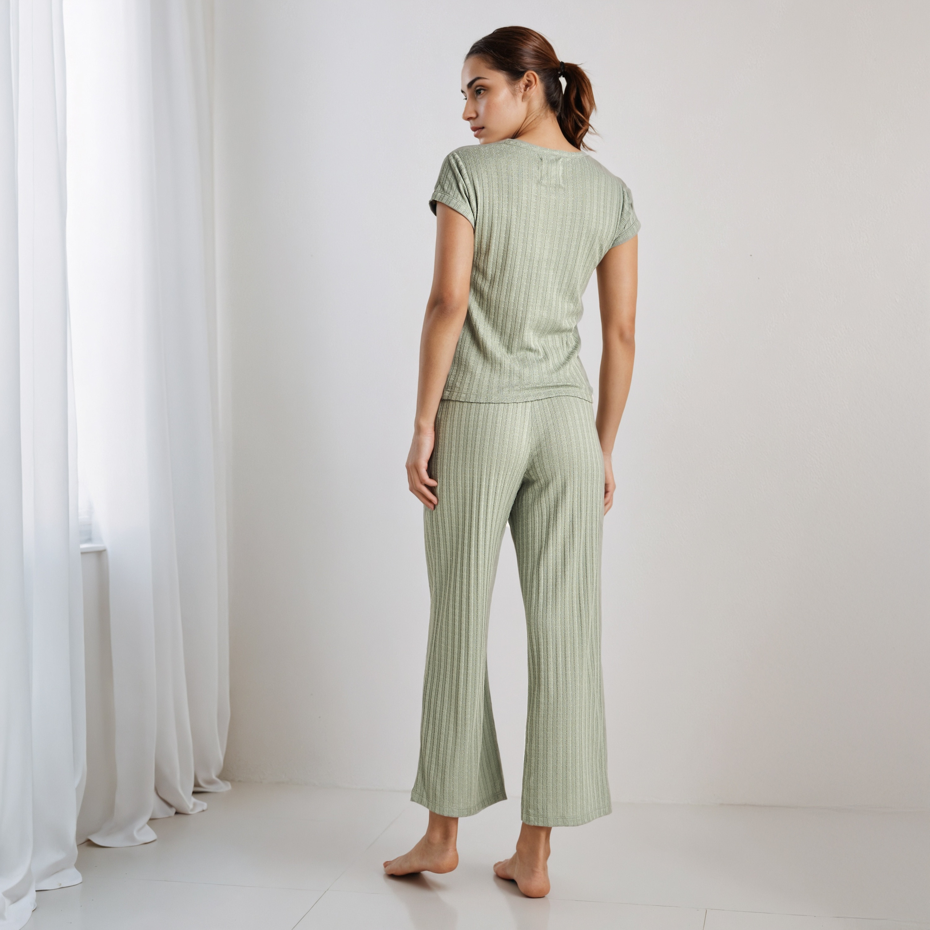 طقم بيجاما  تيشيرت وبنطلون برباط من مزيج الفيسكوز-women-clothing-nightwear-pyjamas-longsets-image-4
