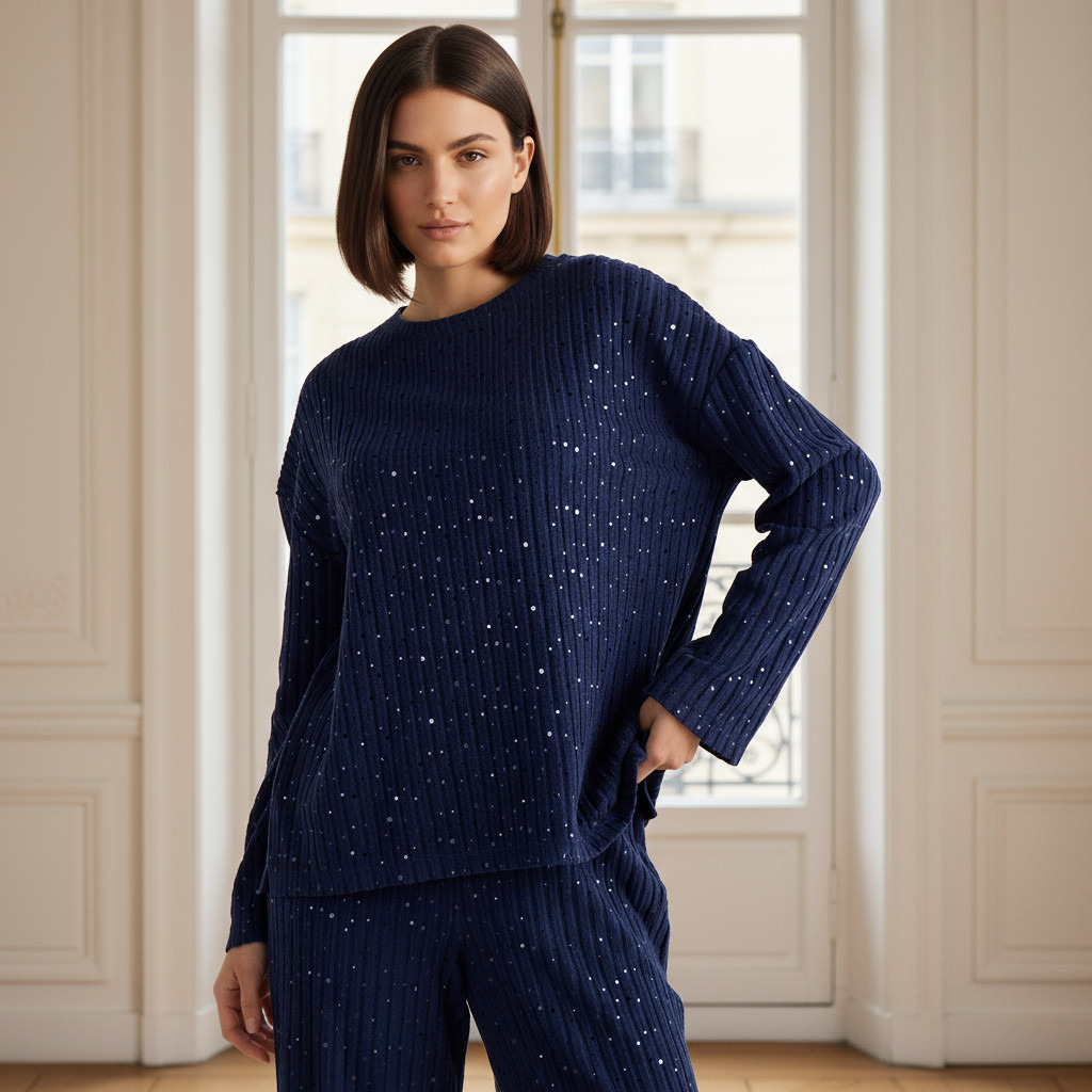 Pyjama Set Ribbed Top & Trousers-women-clothing-nightwear-pyjamas-longsets-image-2