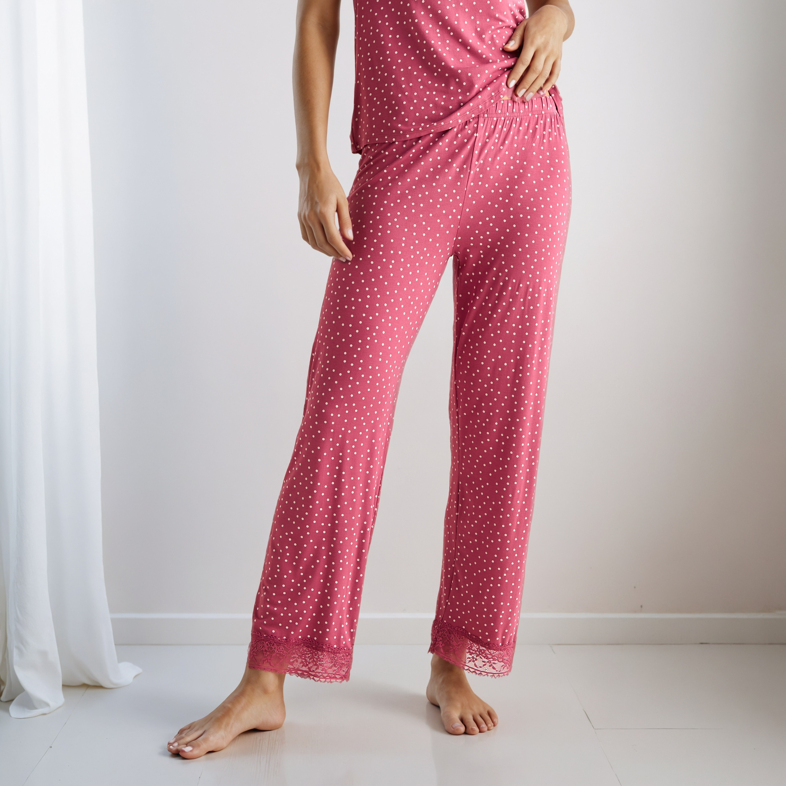 Pyjama Set Lace Trim Top & Trousers-women-clothing-nightwear-pyjamas-longsets-image-4