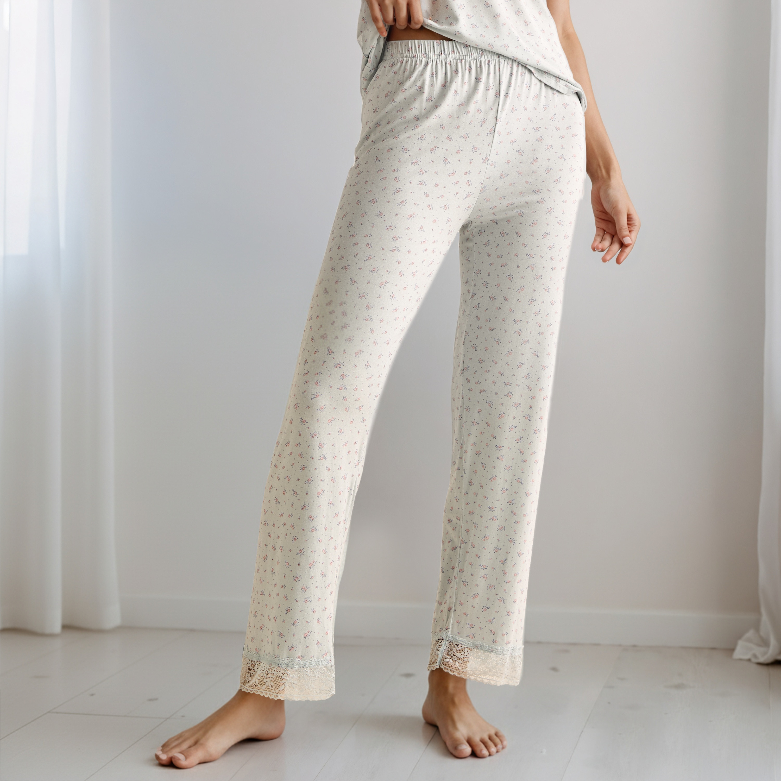 Pyjama Set Lace Trim Top & Trousers-women-clothing-nightwear-pyjamas-longsets-image-4