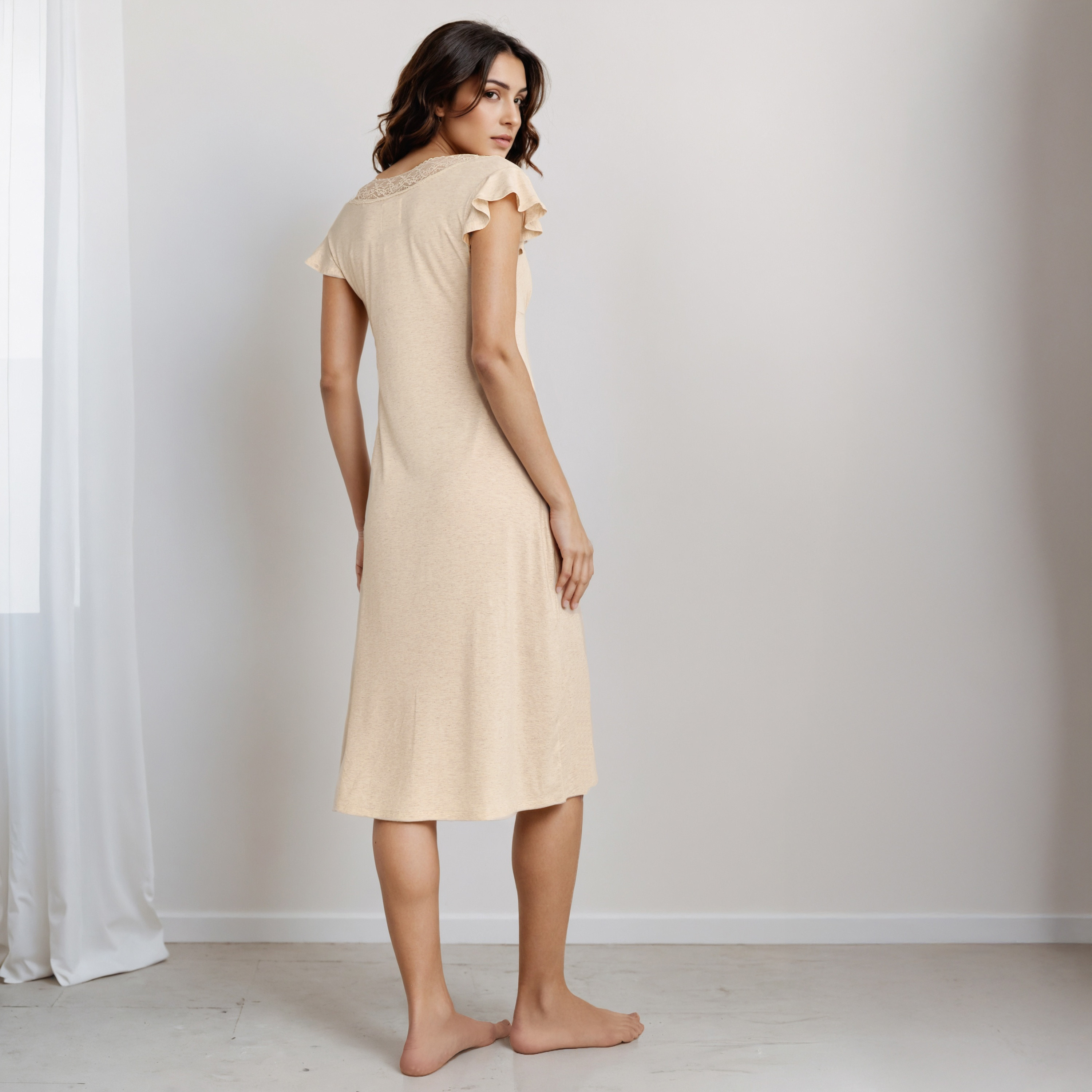 قميص نوم ميدي وحواف دانتيل-women-clothing-nightwear-nighties-image-3