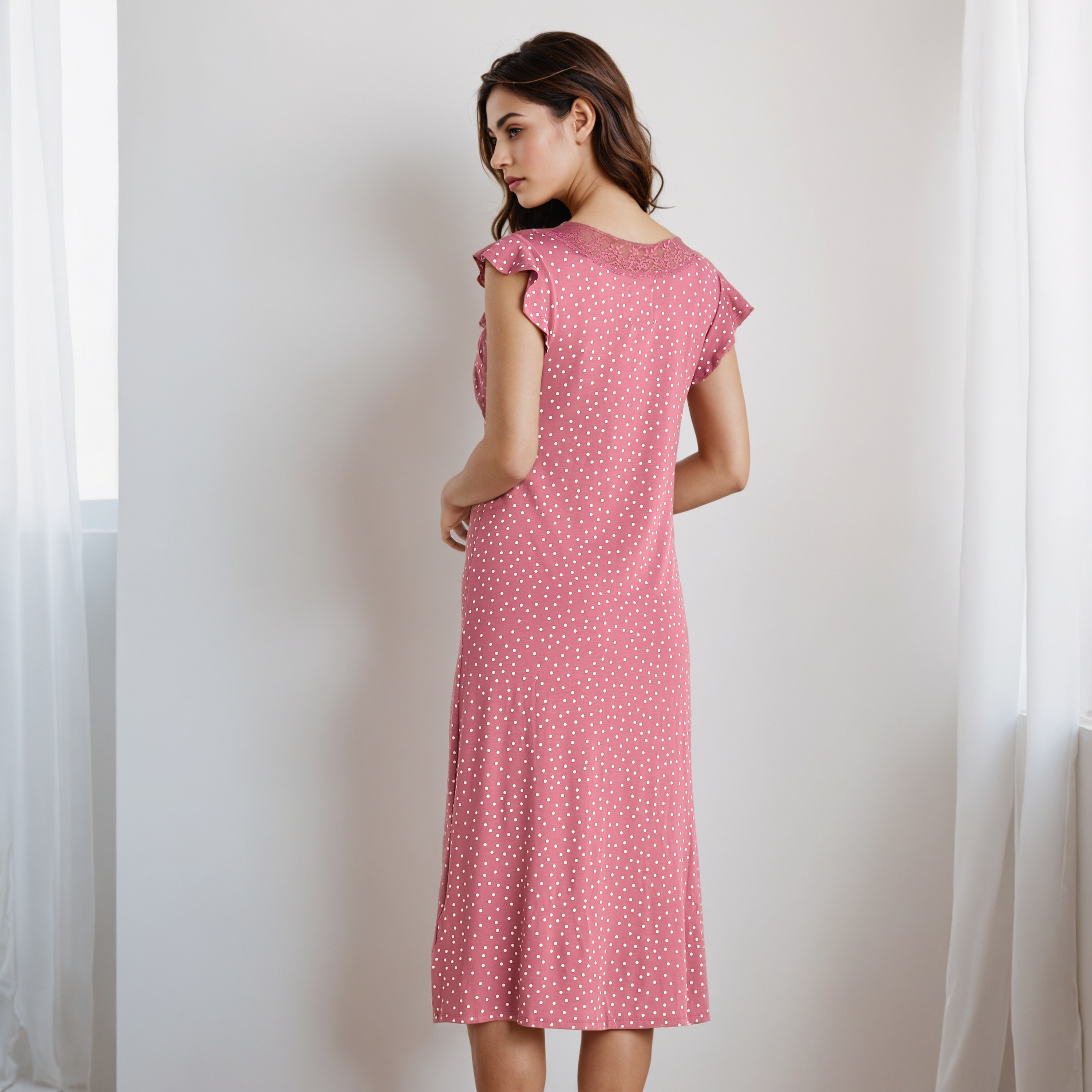 فستان نوم ميدي بطبعات منقطة-women-clothing-nightwear-nighties-image-3