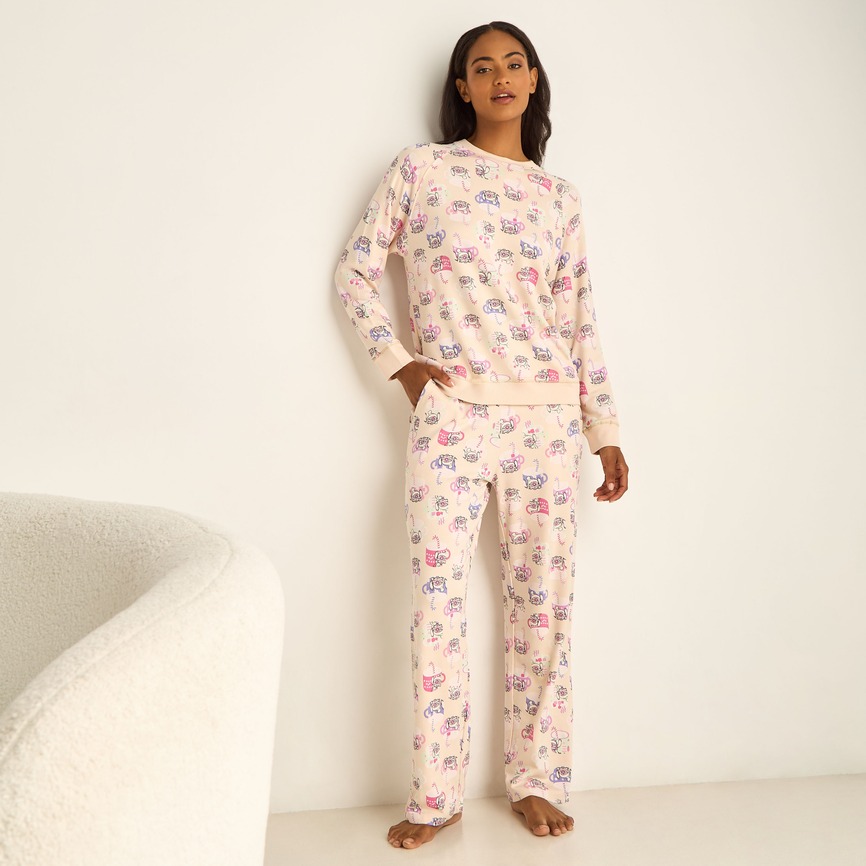 Pyjama Set T-shirt & Trousers Viscose Blend-women-clothing-nightwear-pyjamas-longsets-image-1
