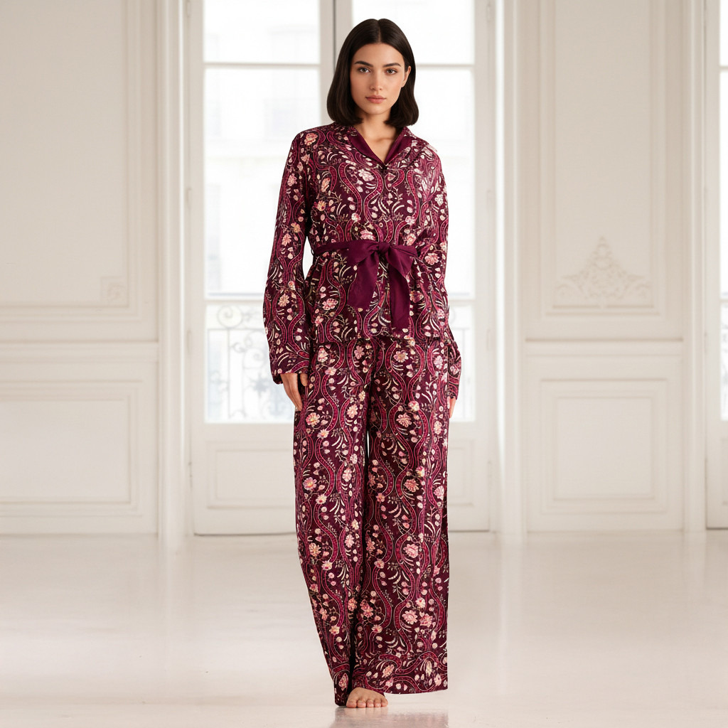 Pyjama Set Shirt & Trousers Viscose-women-clothing-nightwear-pyjamas-longsets-image-1