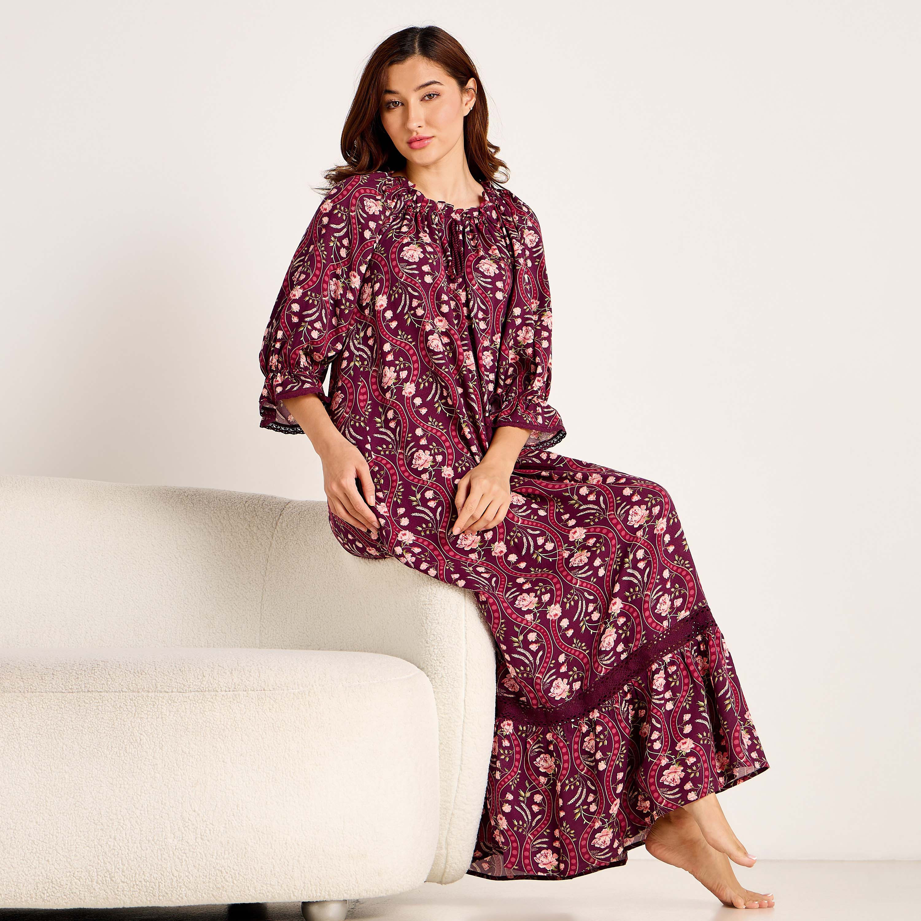 Nighty Maxi Length Viscose with Round Neck-women-clothing-nightwear-nighties-image-2