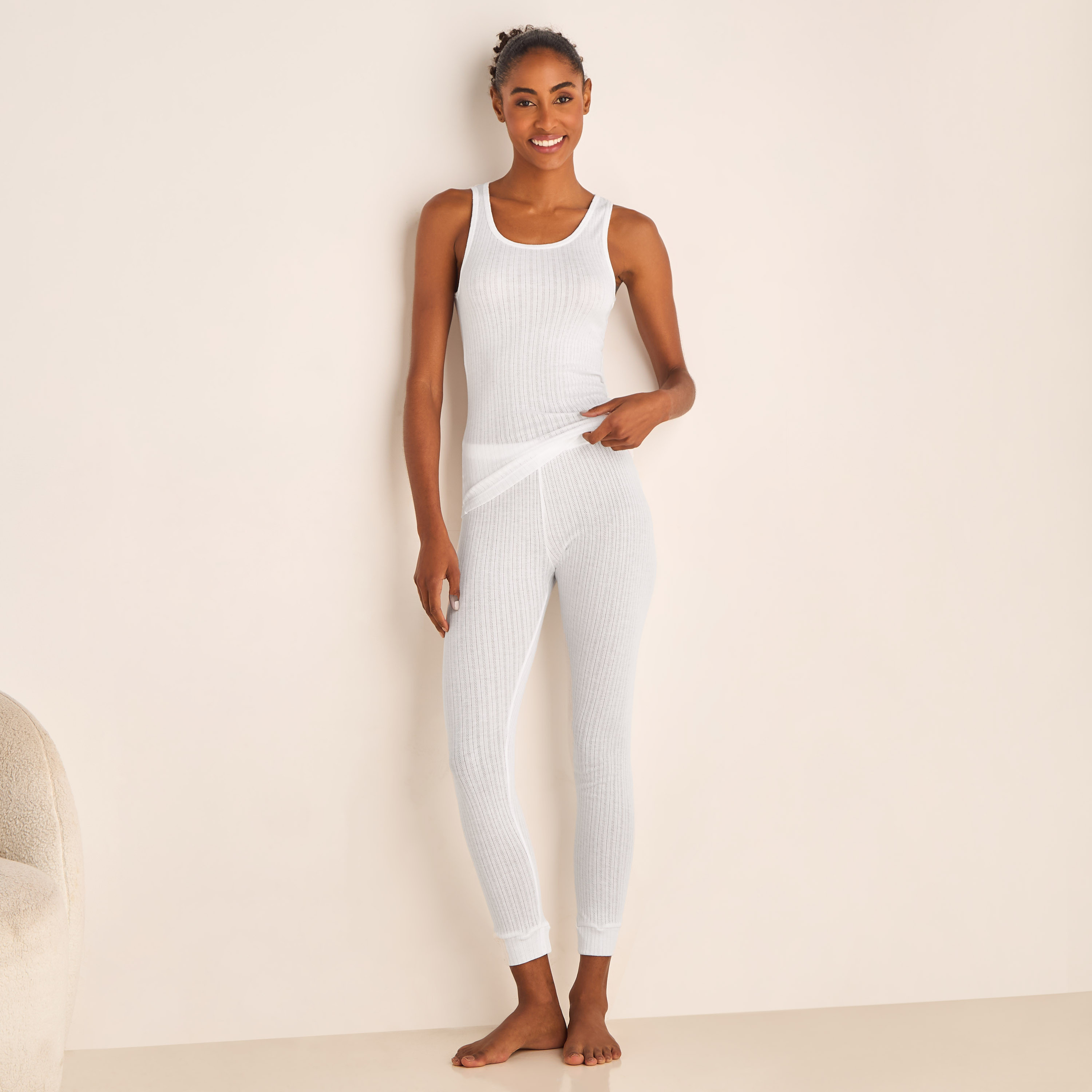 بنطلون ليقنز حراري من مزيج القطن بخصر مطاطي-women-clothing-lingerie-thermals-image-7