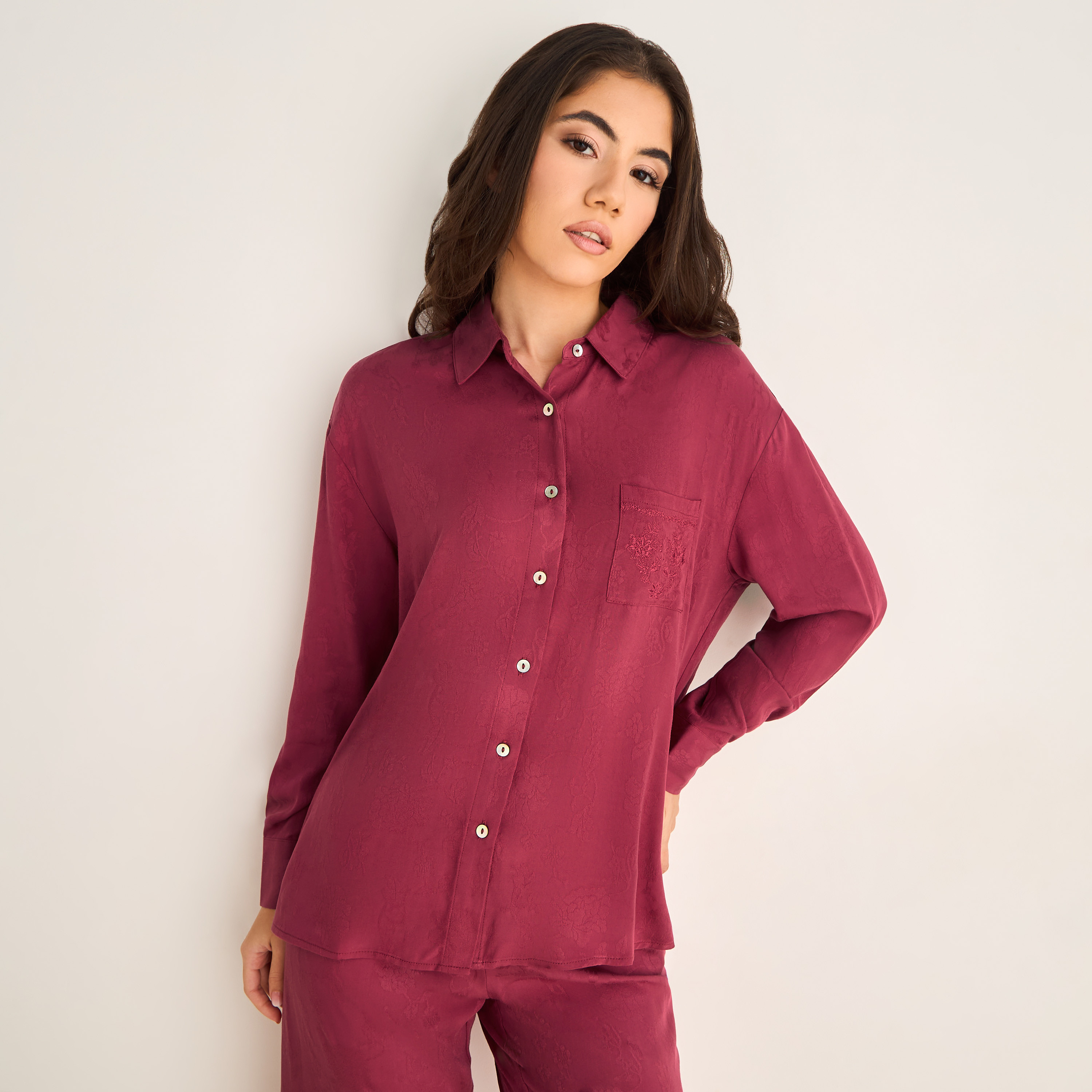 Pyjama Set Shirt Style & Trousers Viscose-women-clothing-nightwear-pyjamas-longsets-image-2
