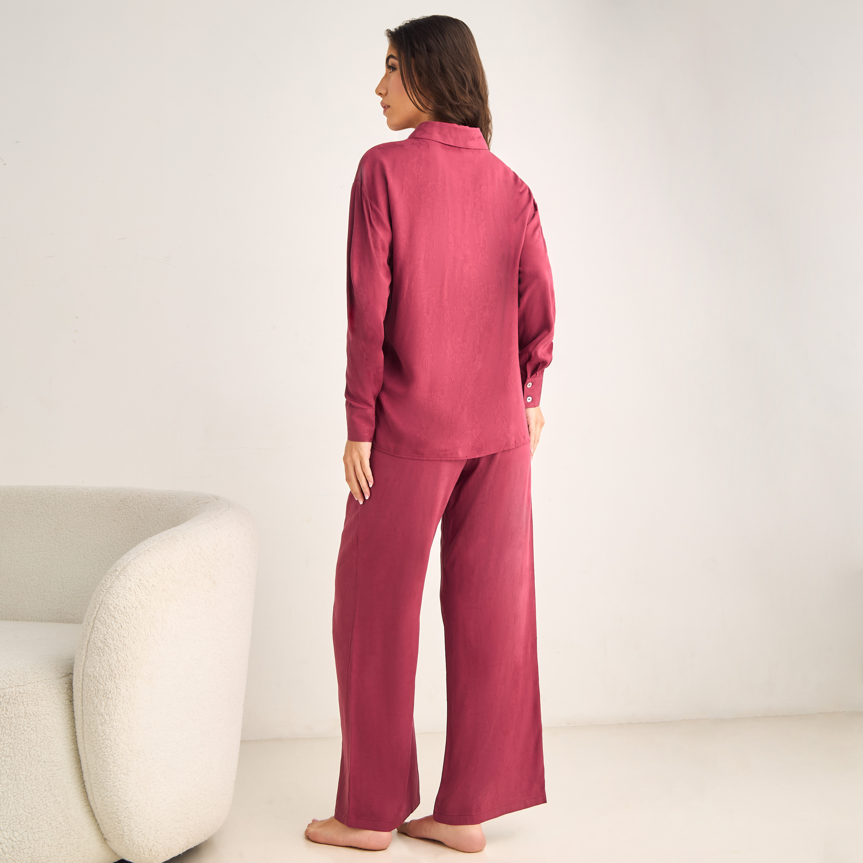 Pyjama Set Shirt Style & Trousers Viscose-women-clothing-nightwear-pyjamas-longsets-image-3