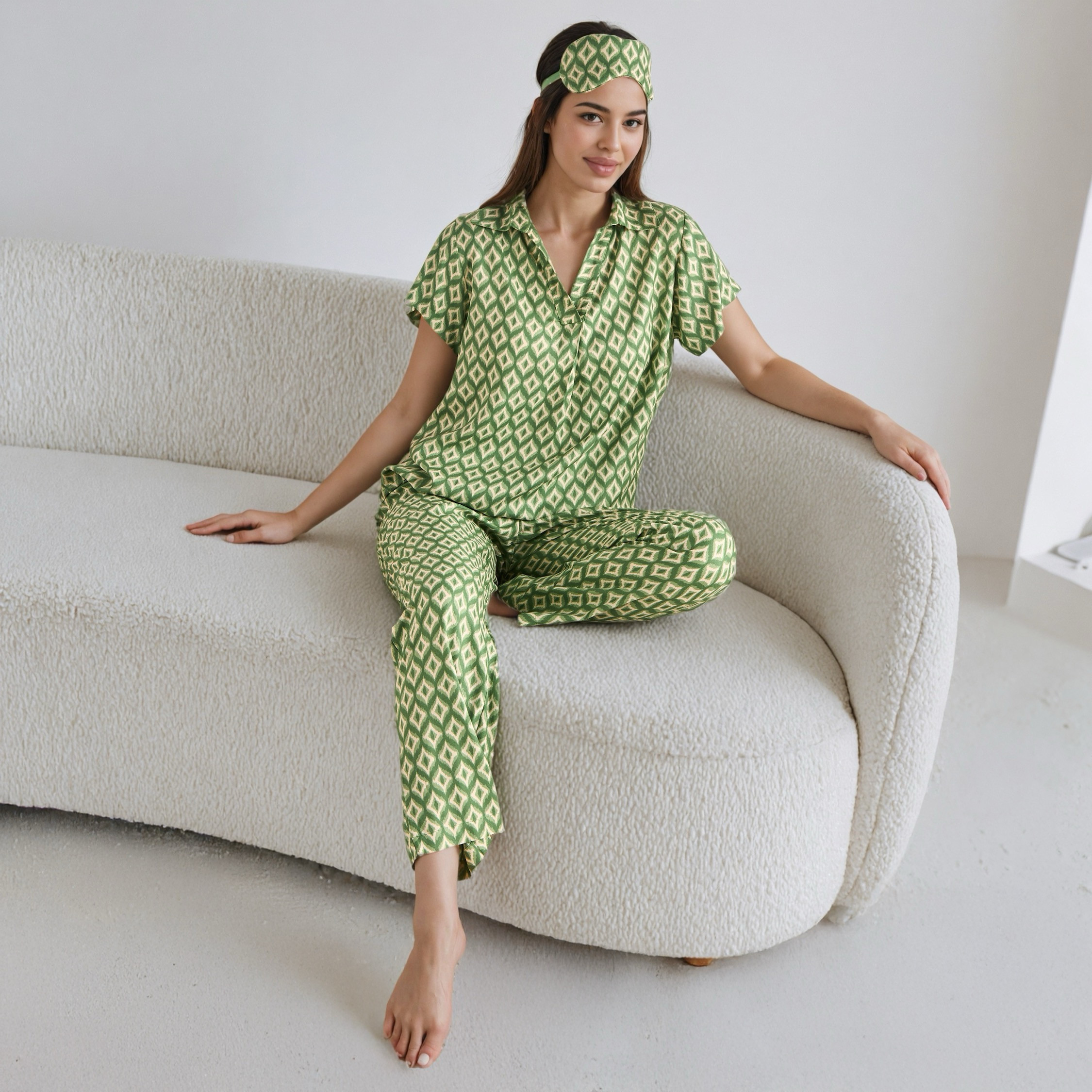 Geometric Print Pyjama Set with Eye Mask-women-clothing-nightwear-pyjamas-longsets-image-1