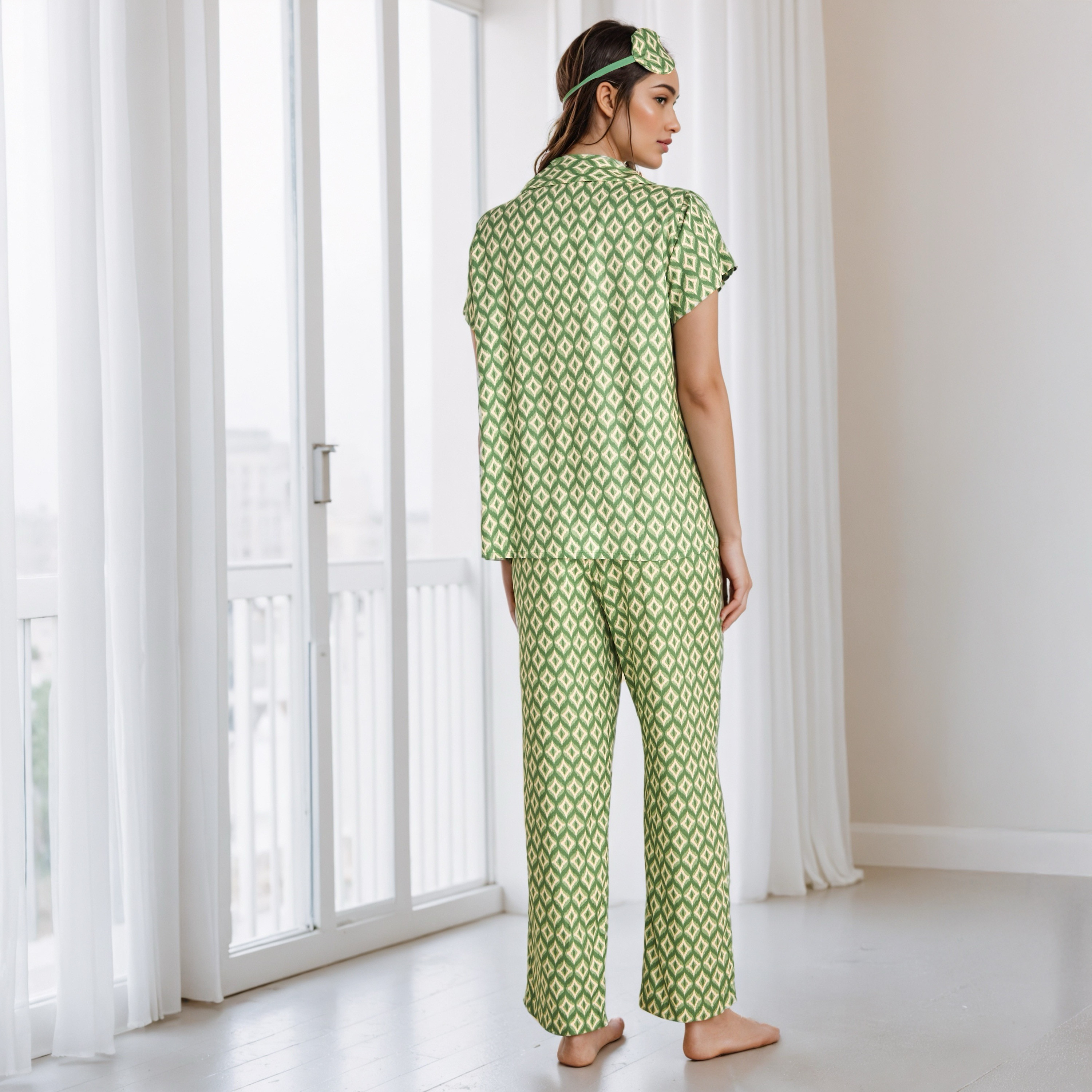 Geometric Print Pyjama Set with Eye Mask-women-clothing-nightwear-pyjamas-longsets-image-3