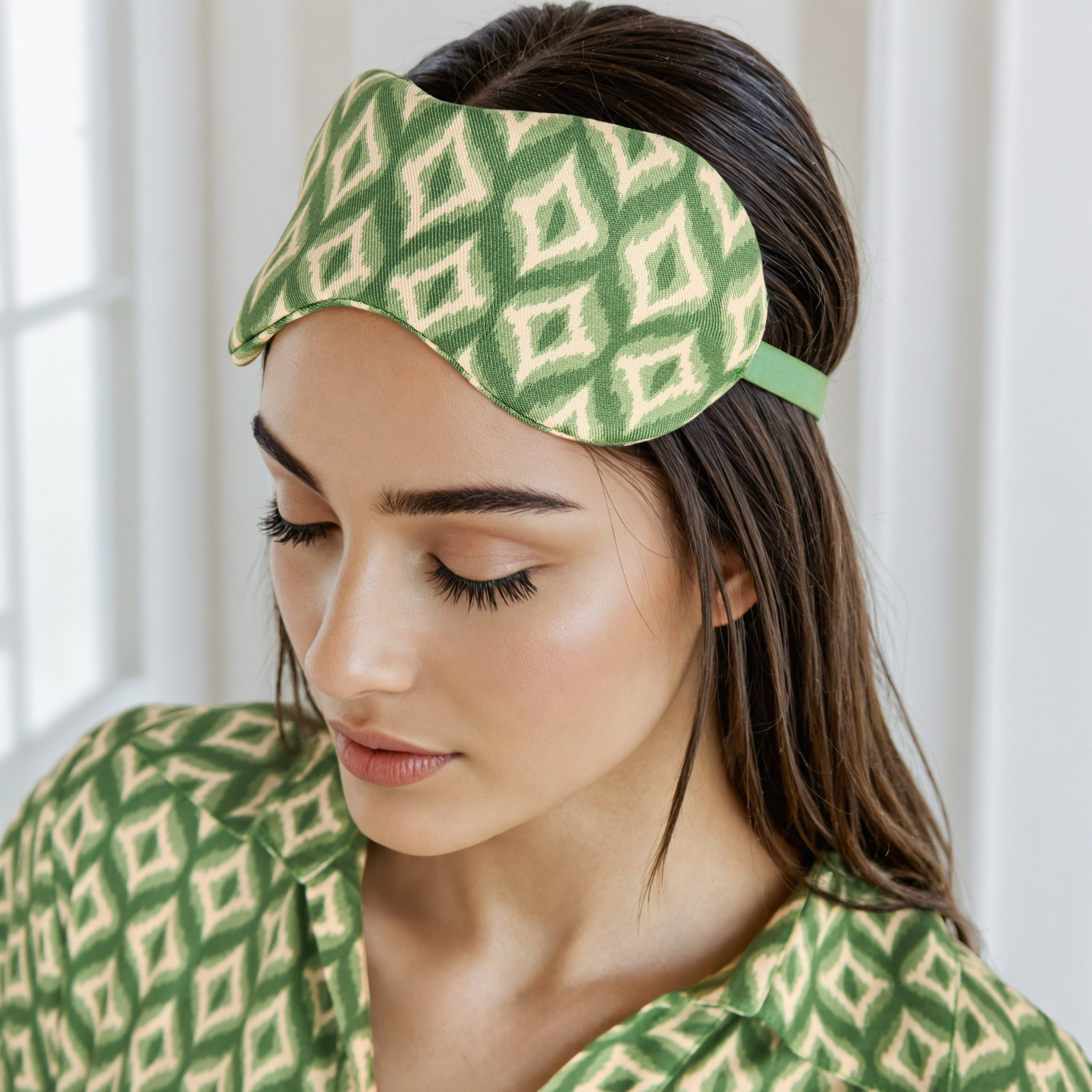 Geometric Print Pyjama Set with Eye Mask-women-clothing-nightwear-pyjamas-longsets-image-5