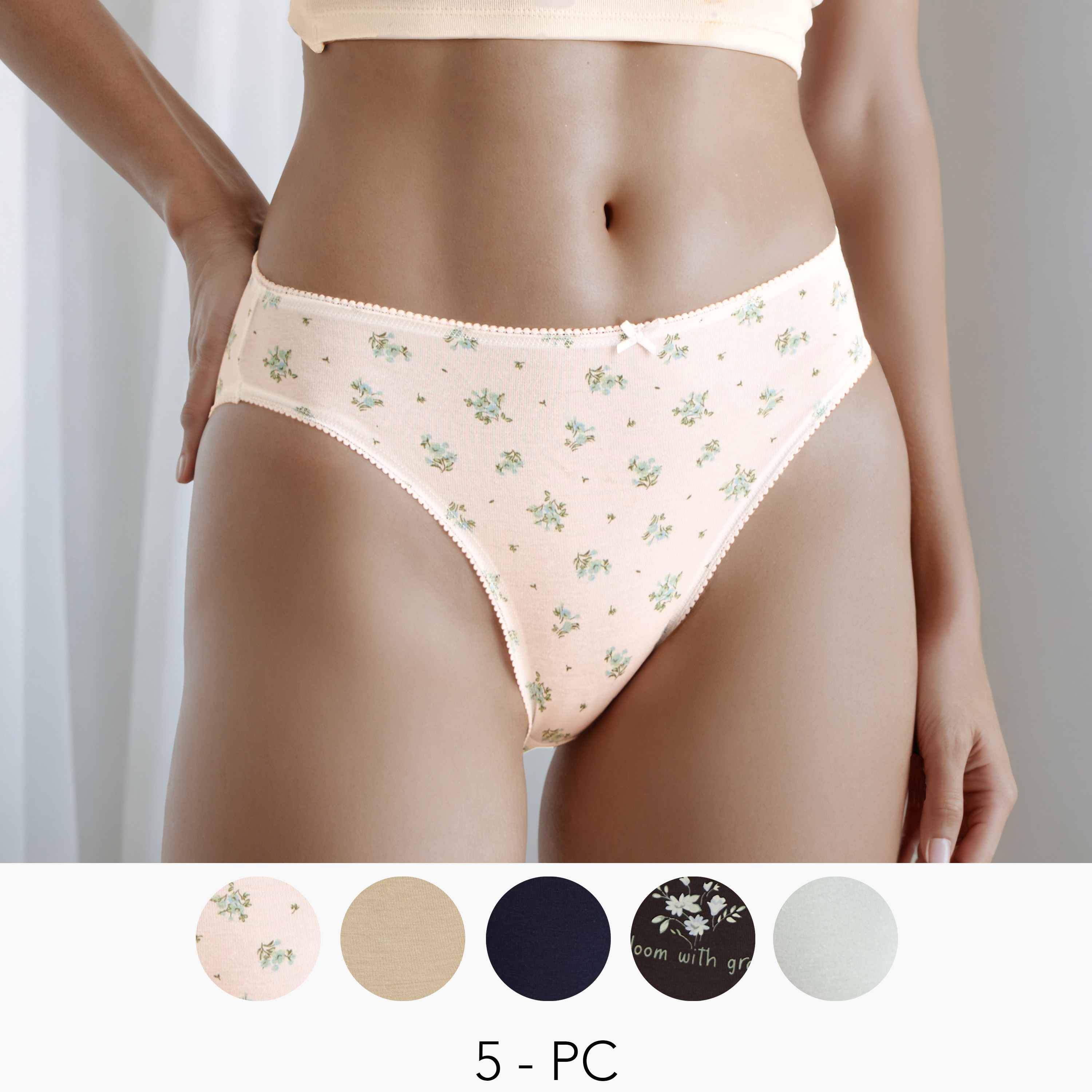 High Leg Panty with Lace Trim - Pack of 5-women-clothing-lingerie-panties-image-1