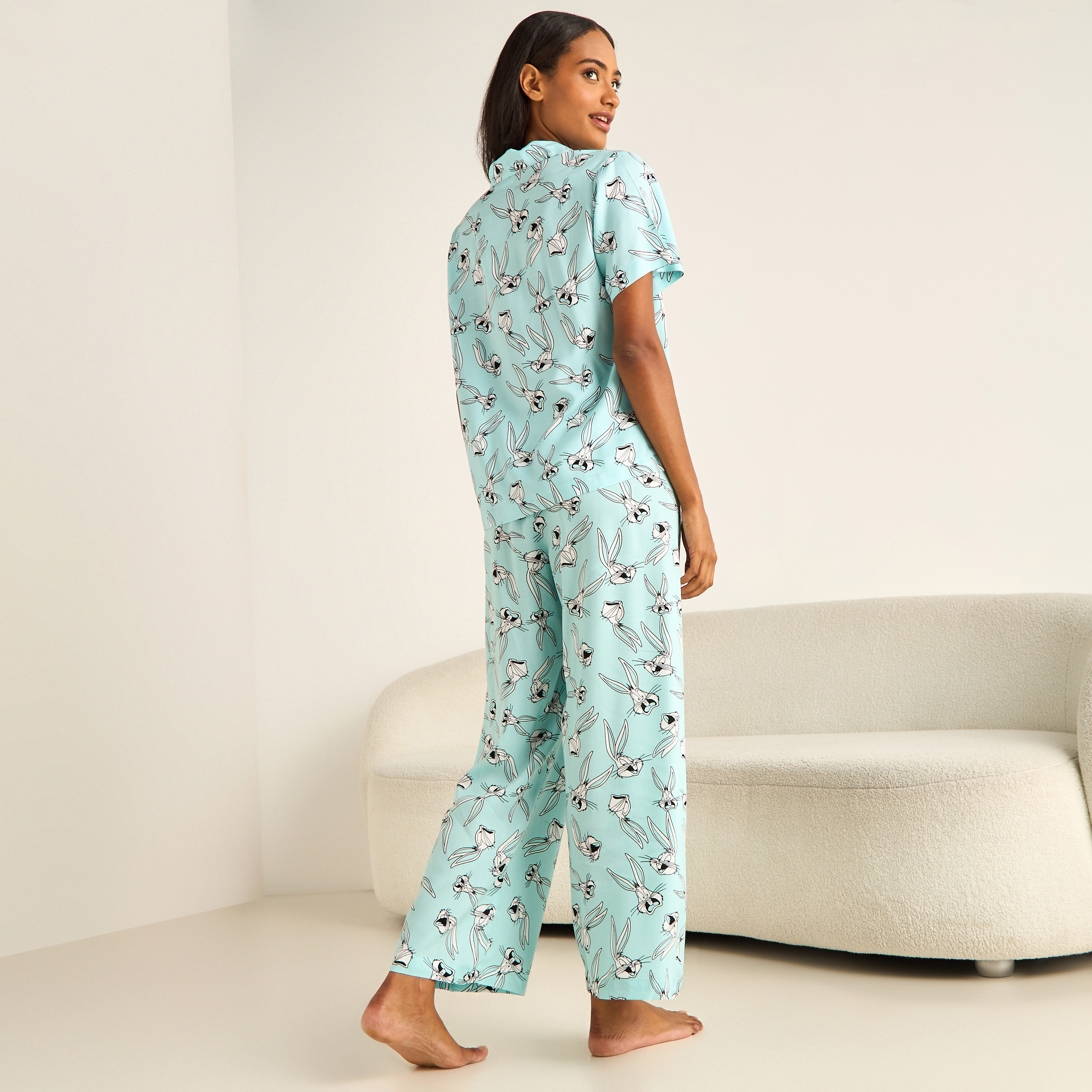طقم بيجاما فيسكوز من بنطلون وقميص بأزرار-women-clothing-nightwear-pyjamas-longsets-image-3