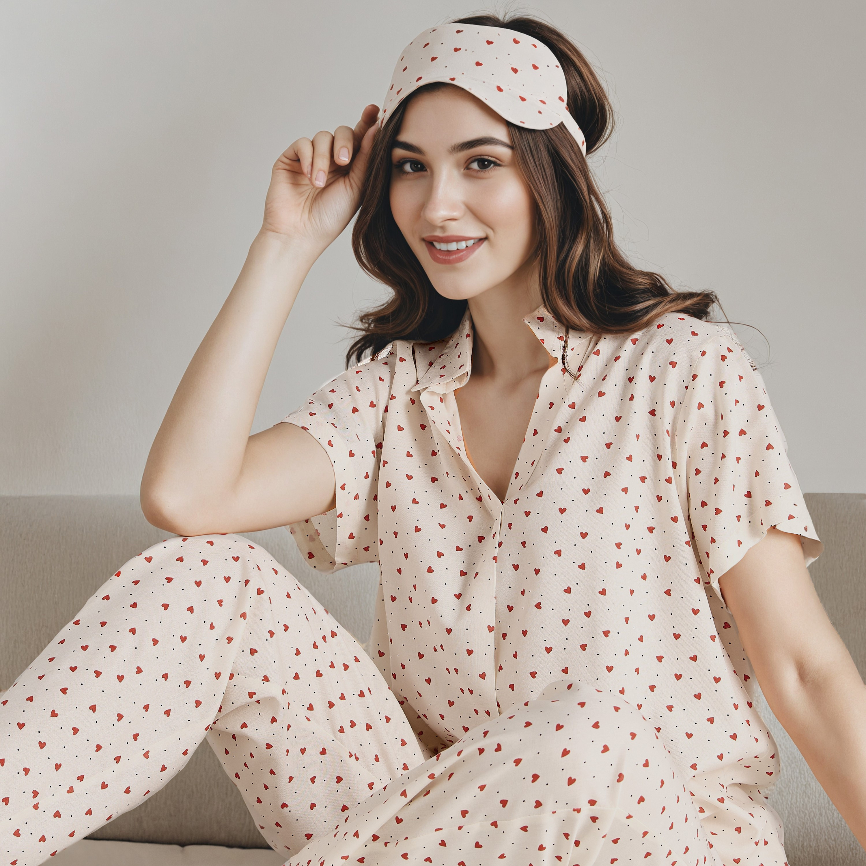 طقم قميص وبنطلون بيجاما فيسكوز-women-clothing-nightwear-pyjamas-longsets-image-6