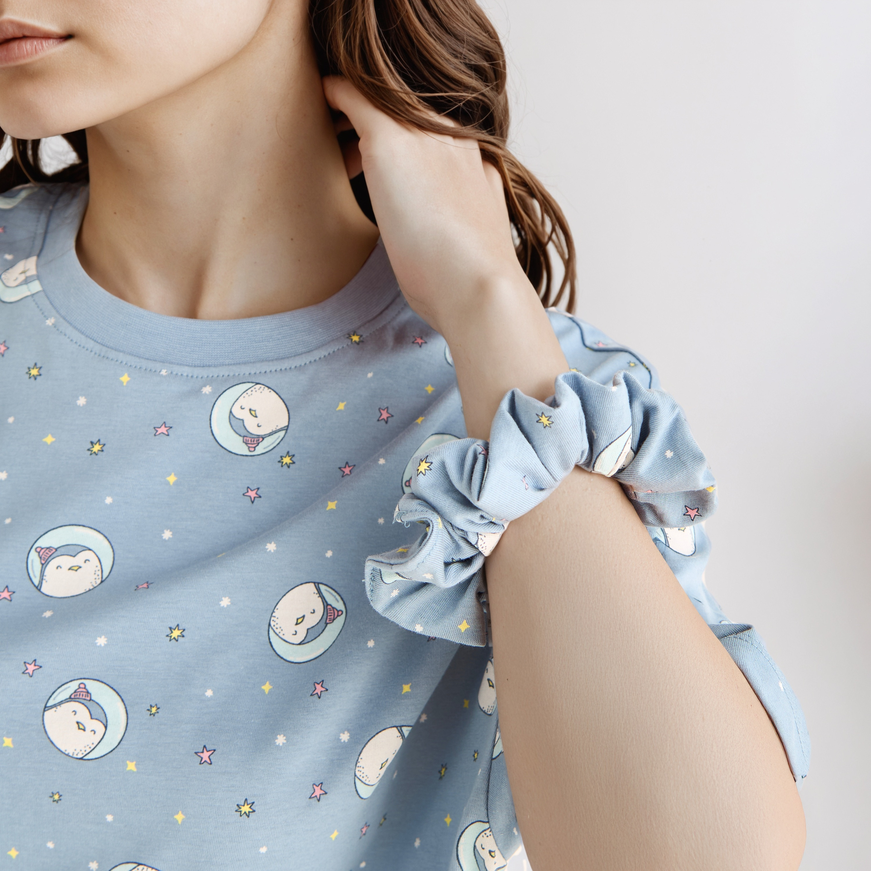فستان قطن بأكمام قصيرة وطبعات - طقم من قطعتين-women-clothing-nightwear-nighties-image-3
