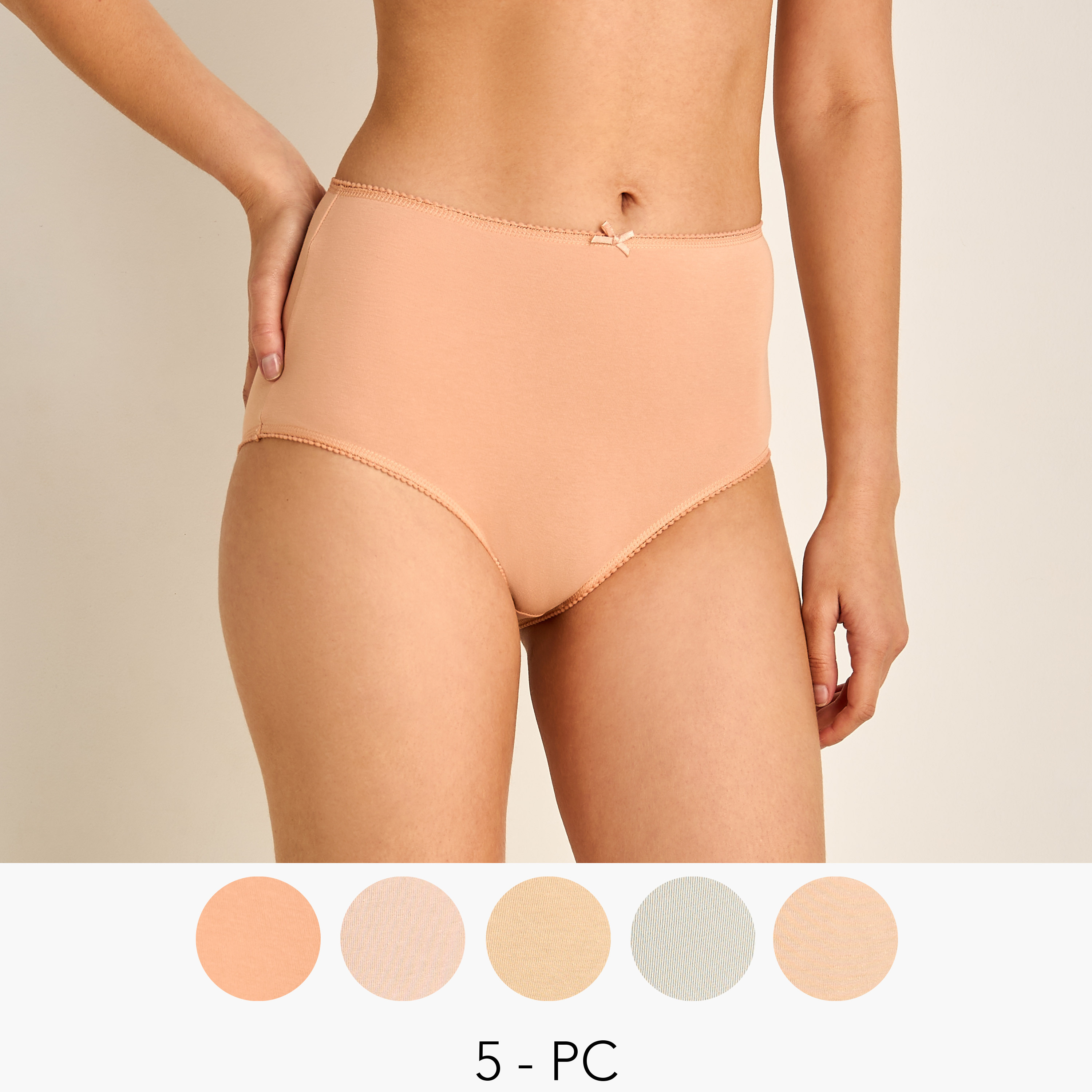مجموعة 5 سراويل داخلية بخصر عالي-women-clothing-lingerie-panties-image-1