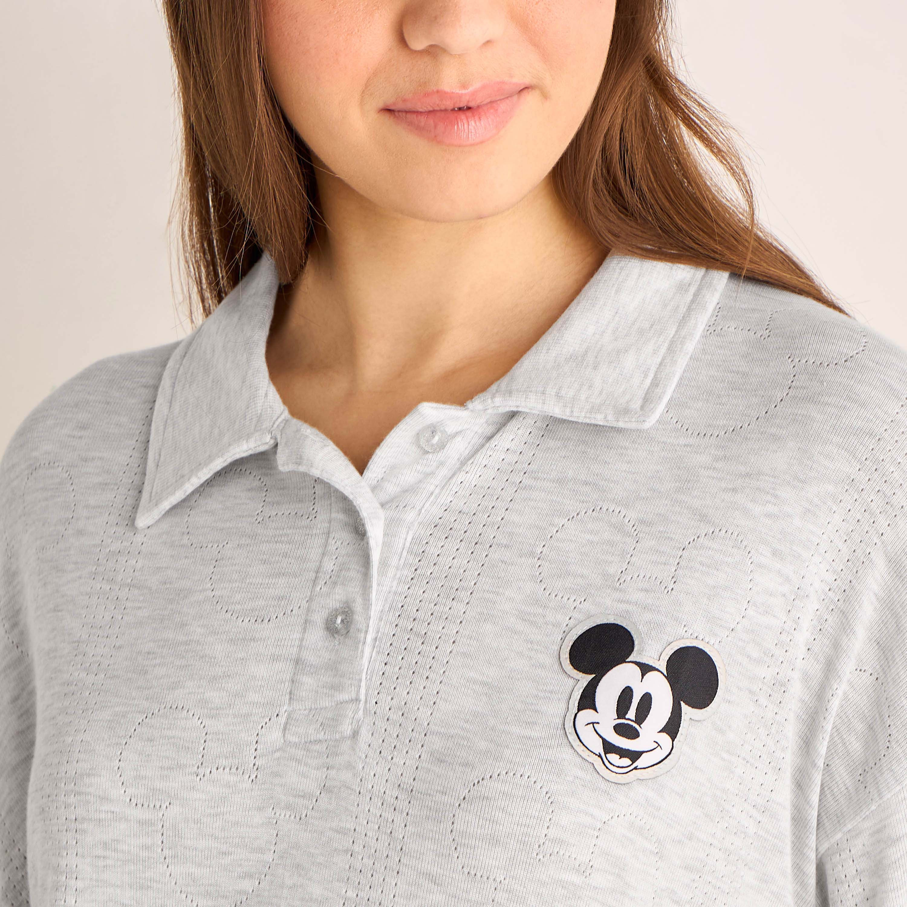 Mickey Mouse Pyjama Set Half-Placket T-shirt & Trousers-women-clothing-nightwear-pyjamas-longsets-image-3