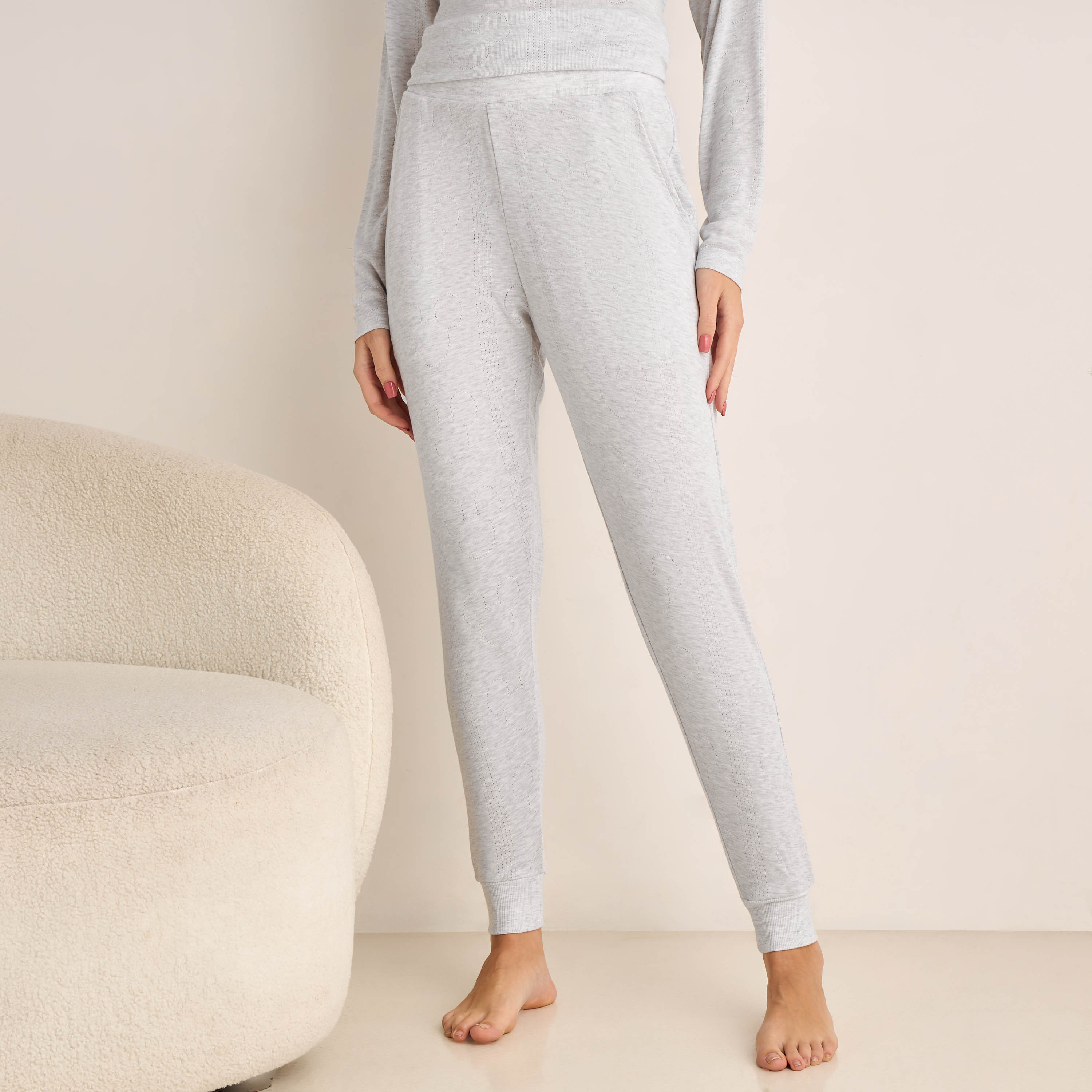 Mickey Mouse Pyjama Set Half-Placket T-shirt & Trousers-women-clothing-nightwear-pyjamas-longsets-image-4