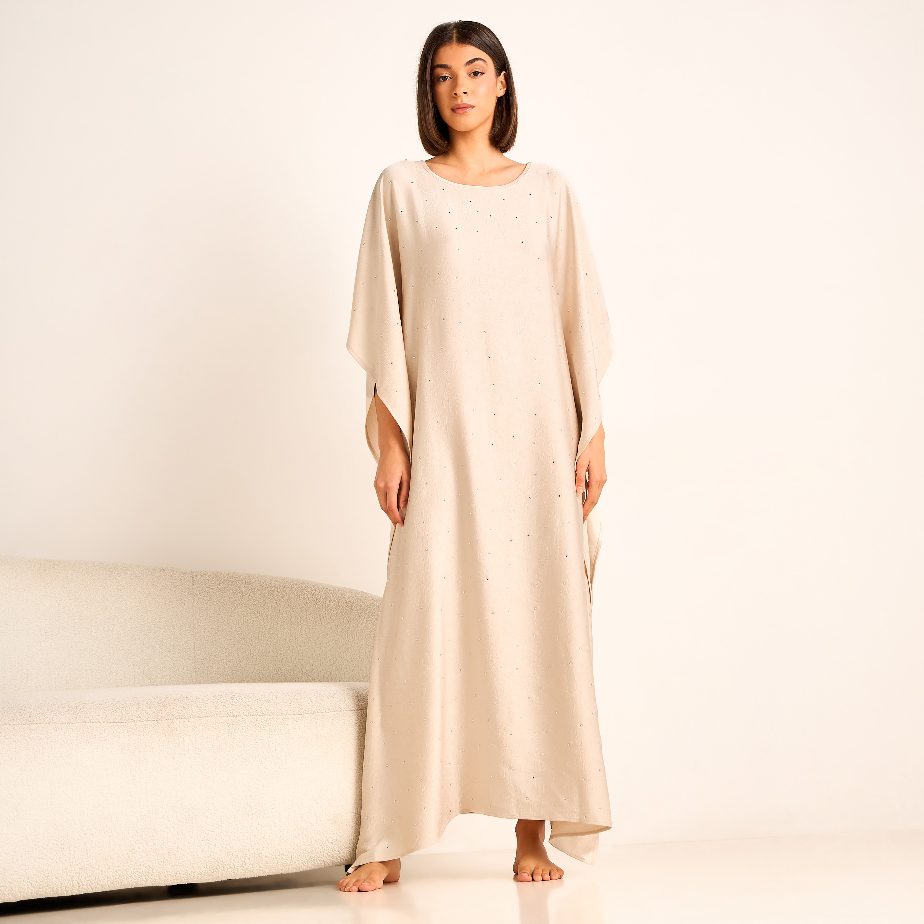 Maxi Kaftan Night Gown with Studded Embellishment-women-clothing-nightwear-nighties-image-1