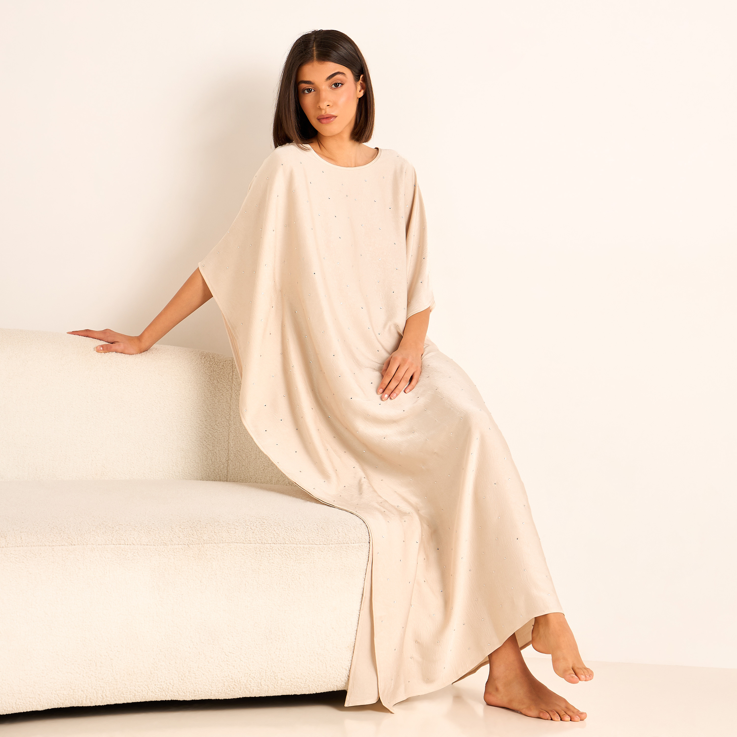 Maxi Kaftan Night Gown with Studded Embellishment-women-clothing-nightwear-nighties-image-2