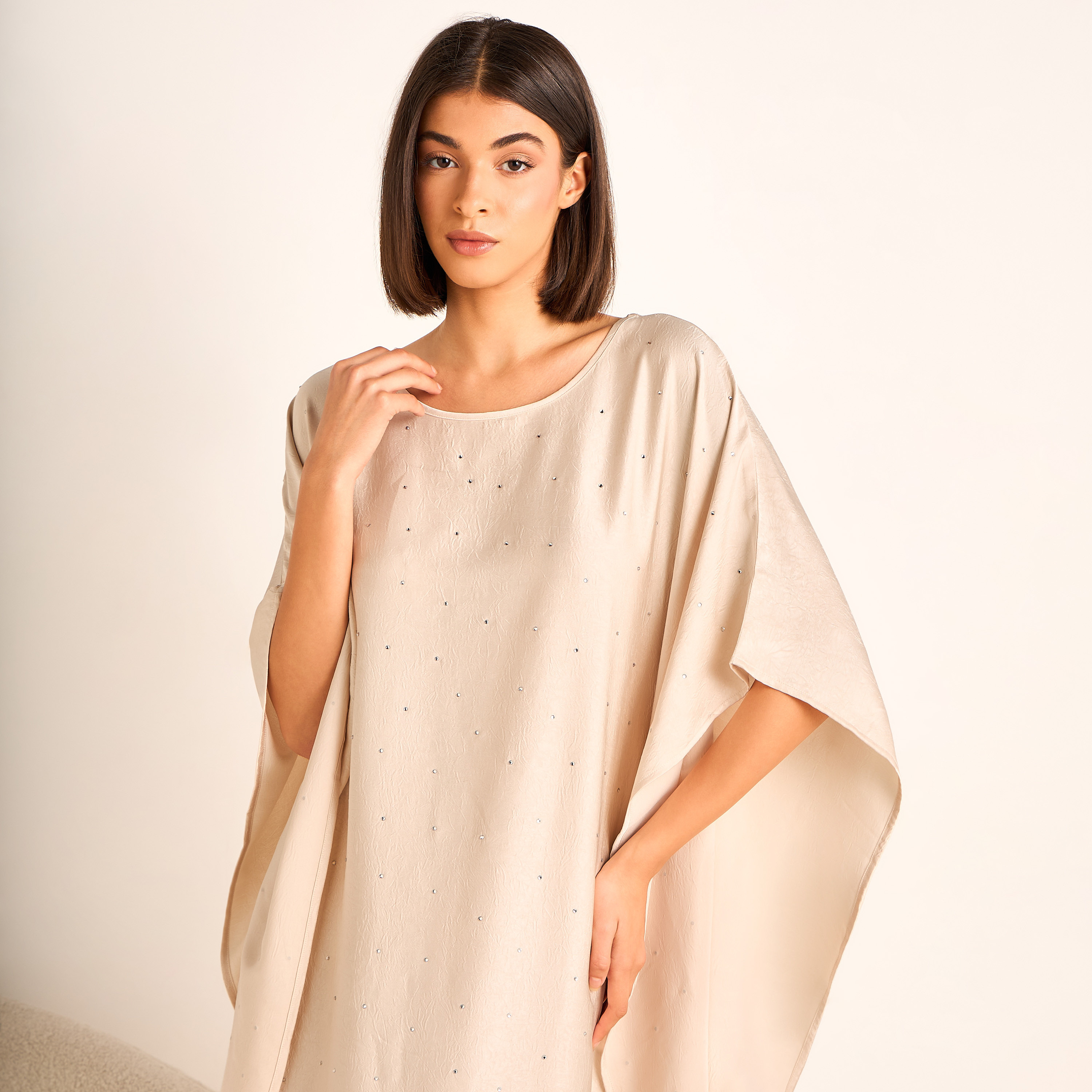 Maxi Kaftan Night Gown with Studded Embellishment-women-clothing-nightwear-nighties-image-4