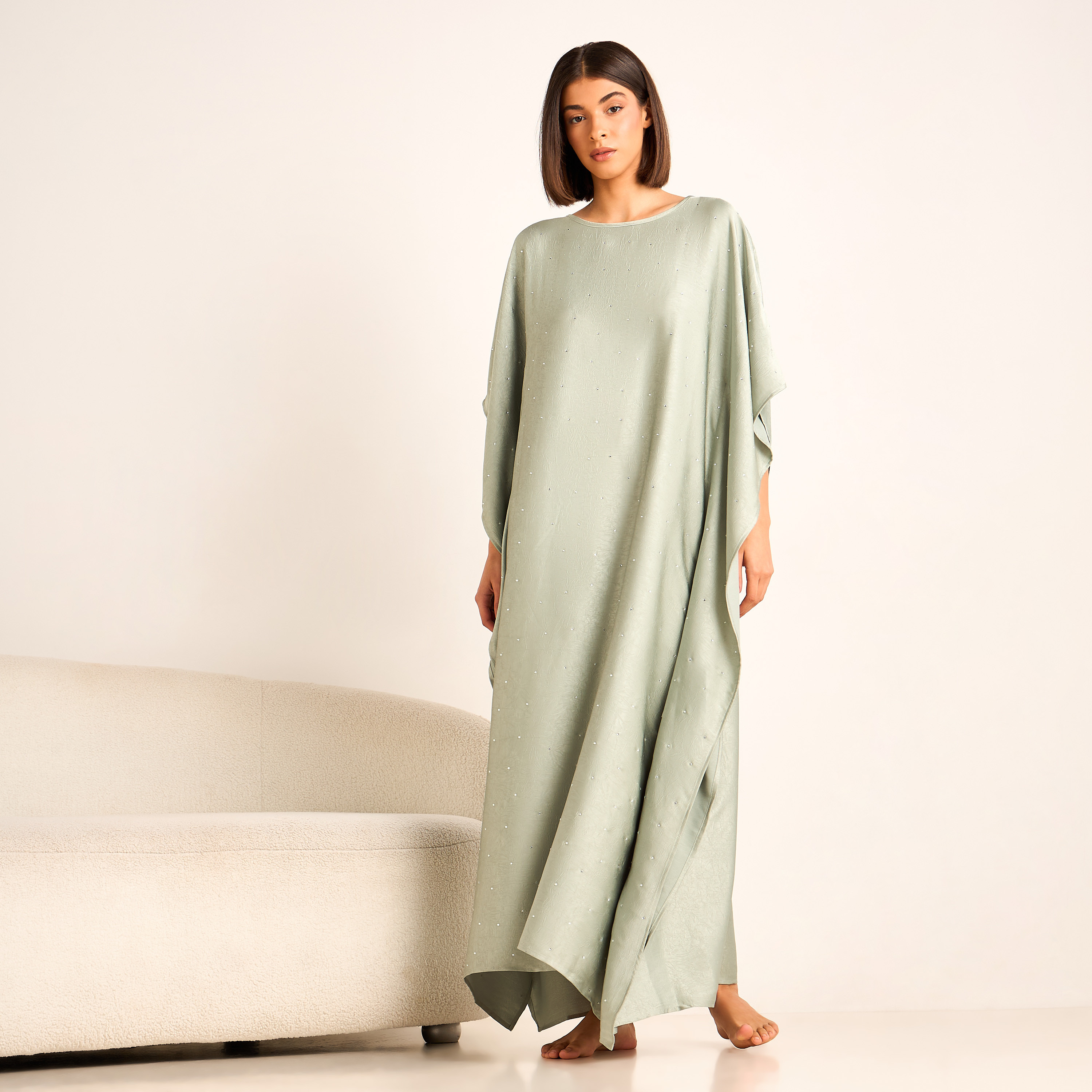 Maxi Kaftan Night Gown with Studded Embellishment-women-clothing-nightwear-nighties-image-1