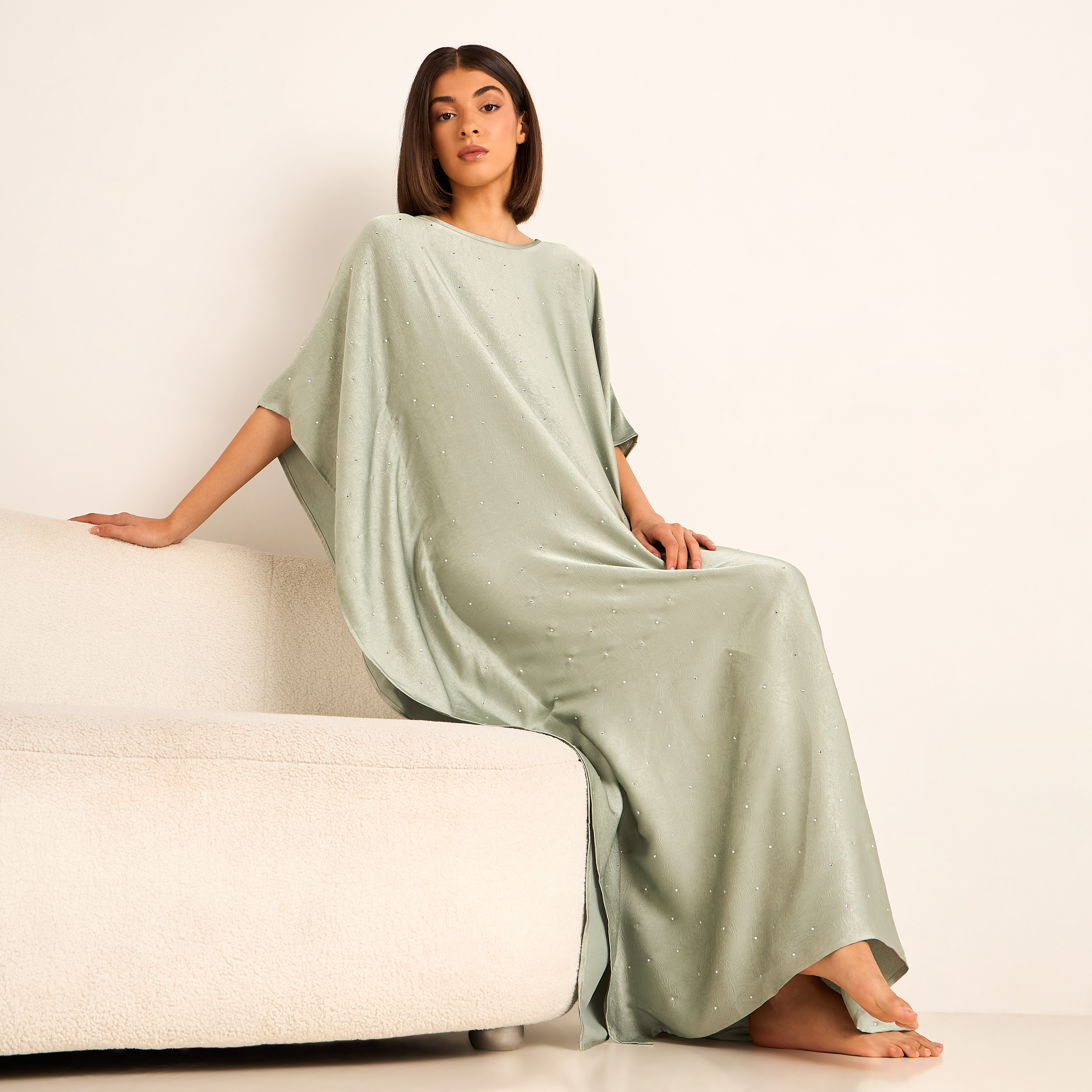 Maxi Kaftan Night Gown with Studded Embellishment-women-clothing-nightwear-nighties-image-2
